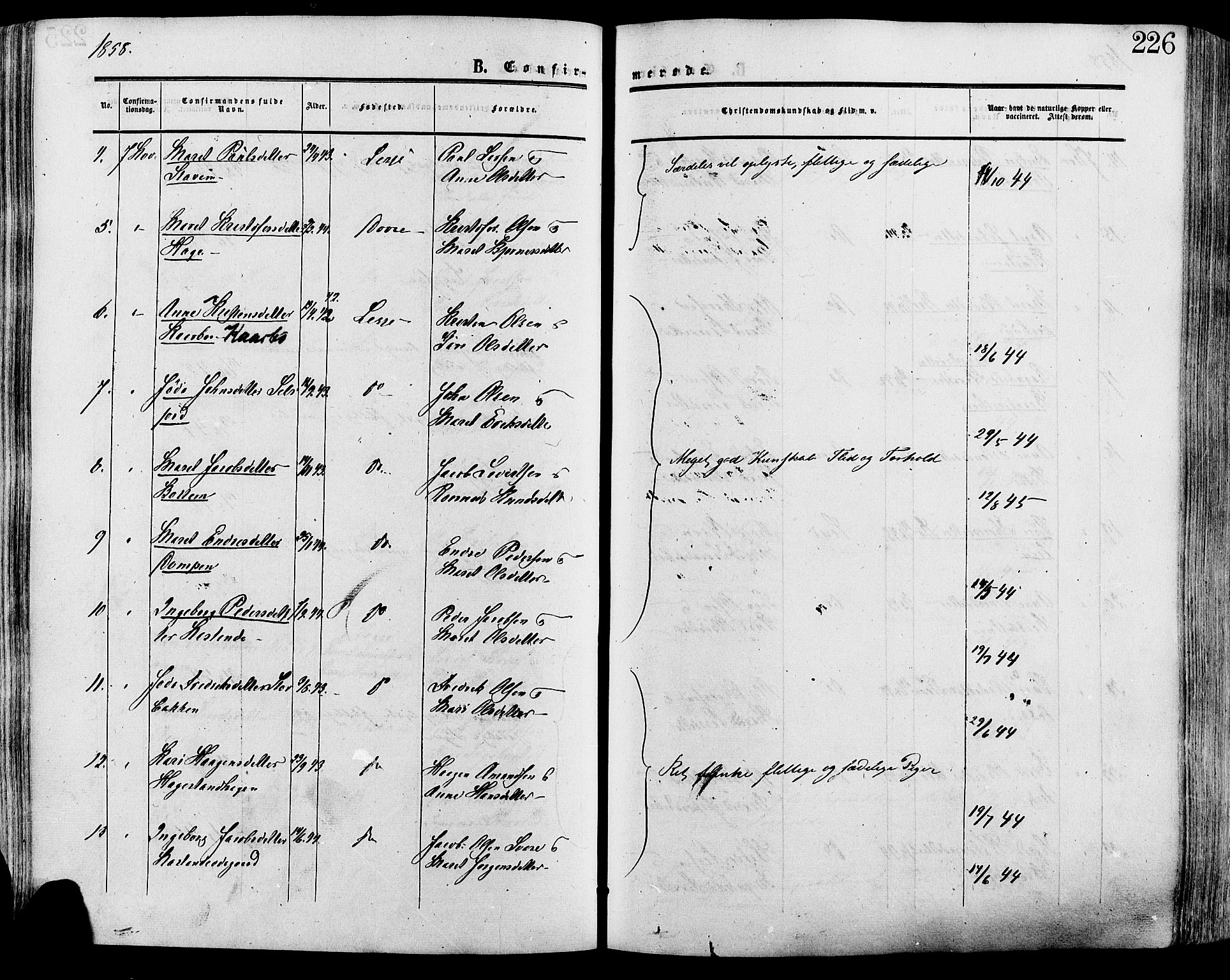 Lesja prestekontor, SAH/PREST-068/H/Ha/Haa/L0008: Parish register (official) no. 8, 1854-1880, p. 226