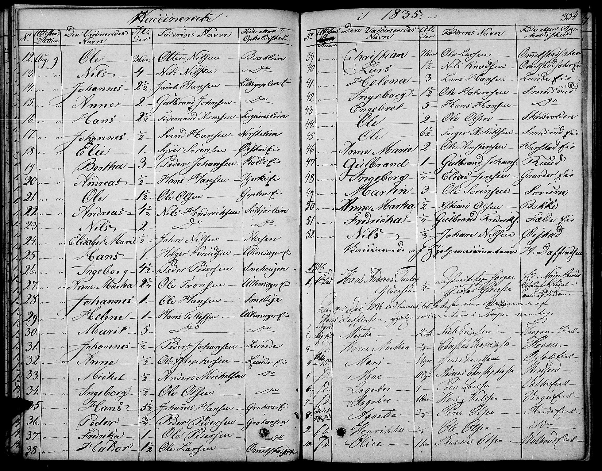 Land prestekontor, AV/SAH-PREST-120/H/Ha/Haa/L0008: Parish register (official) no. 8, 1830-1846, p. 354