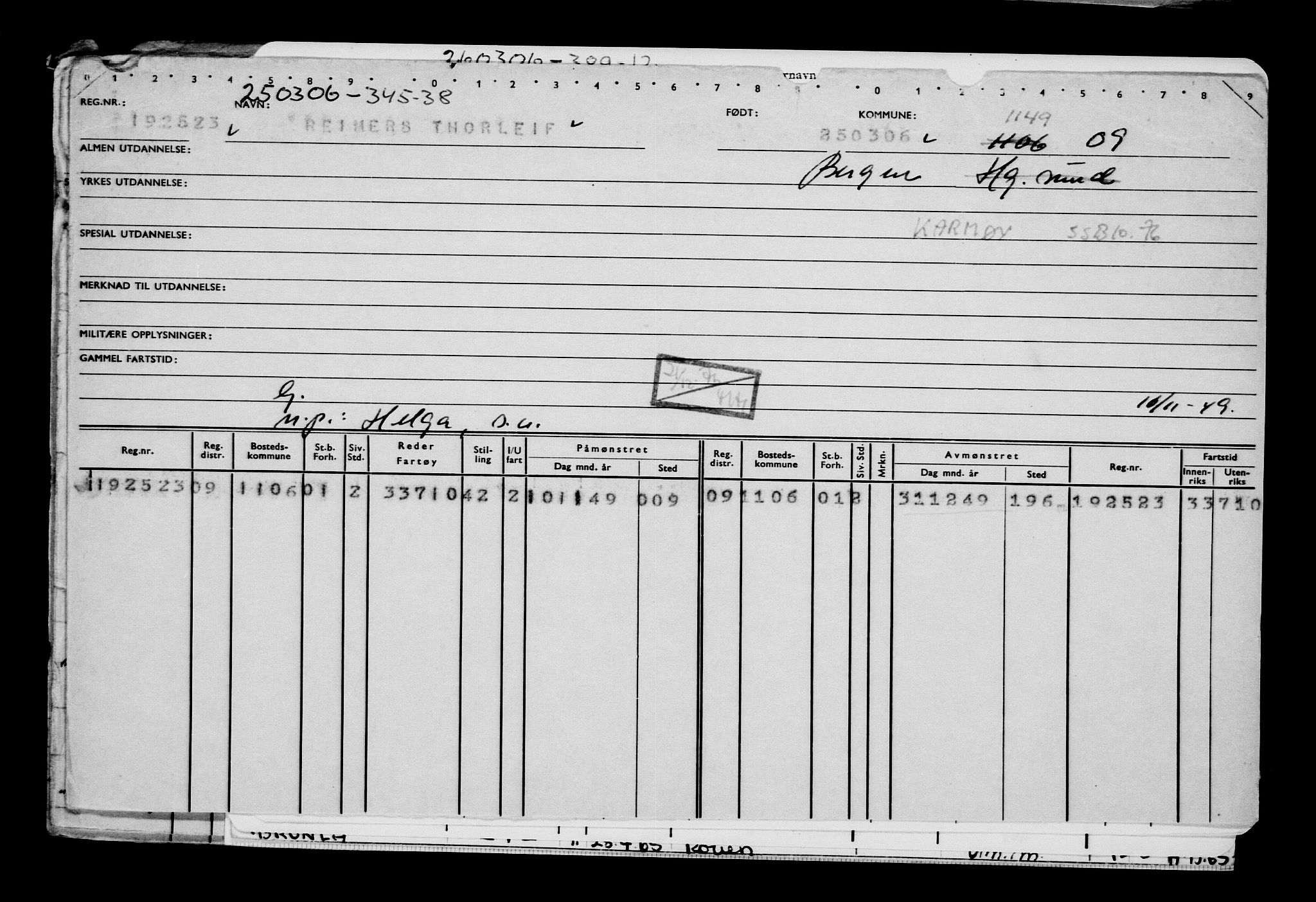 Direktoratet for sjømenn, AV/RA-S-3545/G/Gb/L0064: Hovedkort, 1906, p. 257