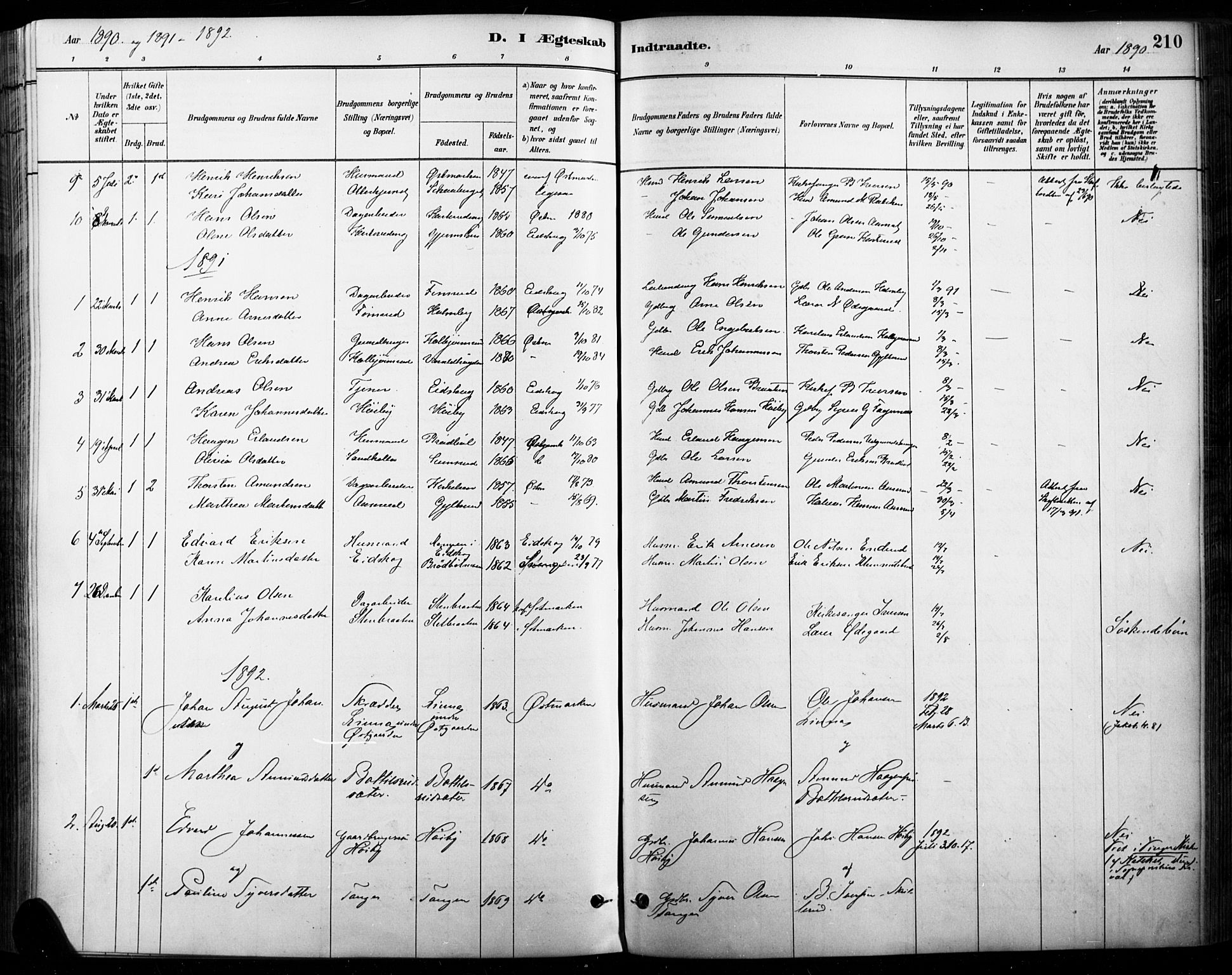 Vinger prestekontor, AV/SAH-PREST-024/H/Ha/Haa/L0015: Parish register (official) no. 15, 1881-1900, p. 210