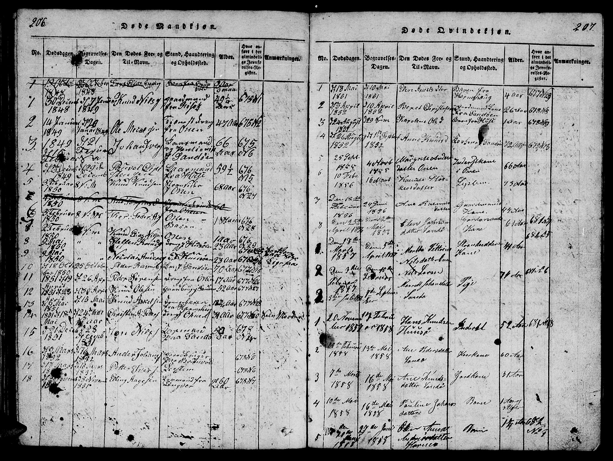 Ministerialprotokoller, klokkerbøker og fødselsregistre - Møre og Romsdal, AV/SAT-A-1454/561/L0731: Parish register (copy) no. 561C01, 1817-1867, p. 206-207