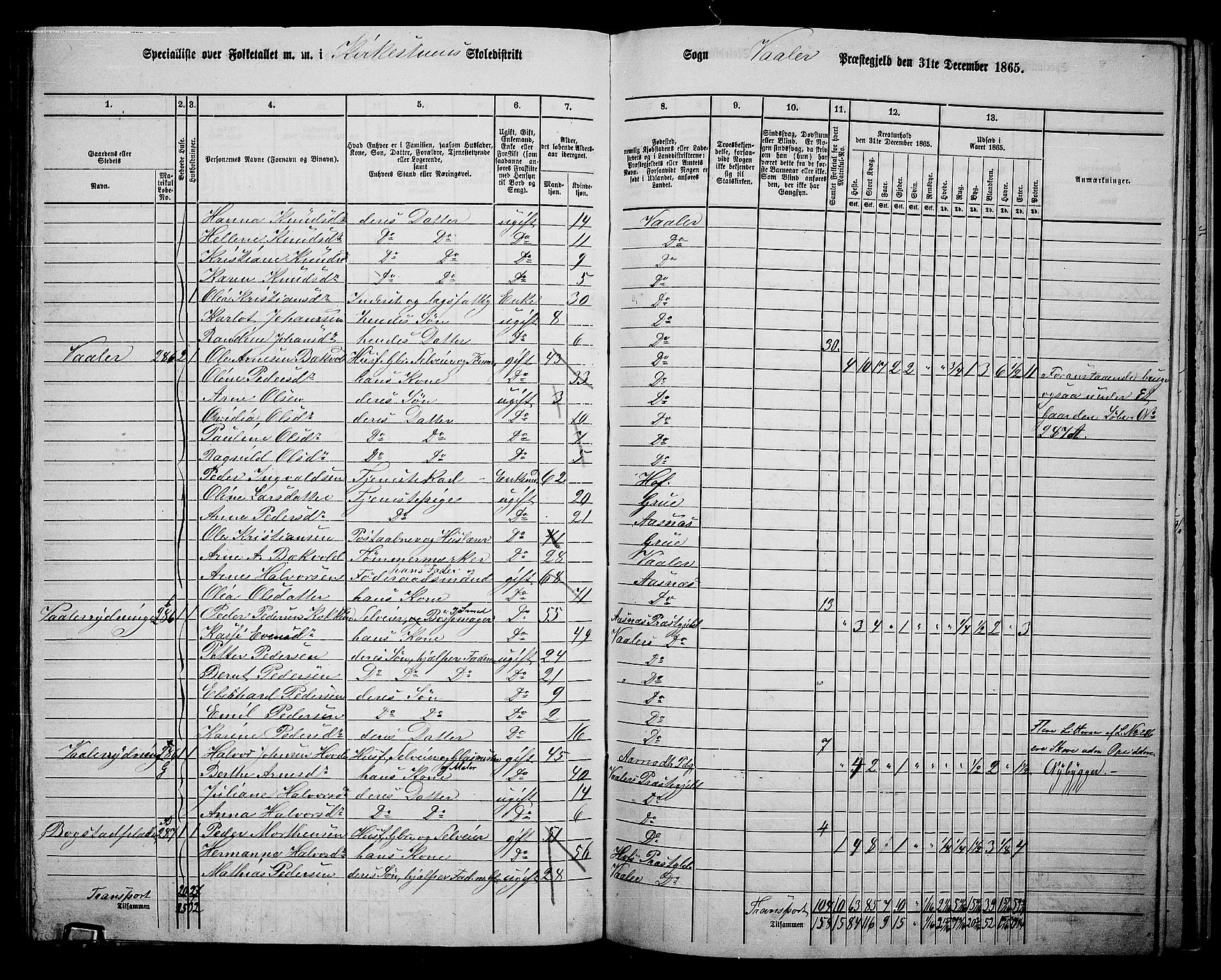 RA, 1865 census for Våler, 1865, p. 137