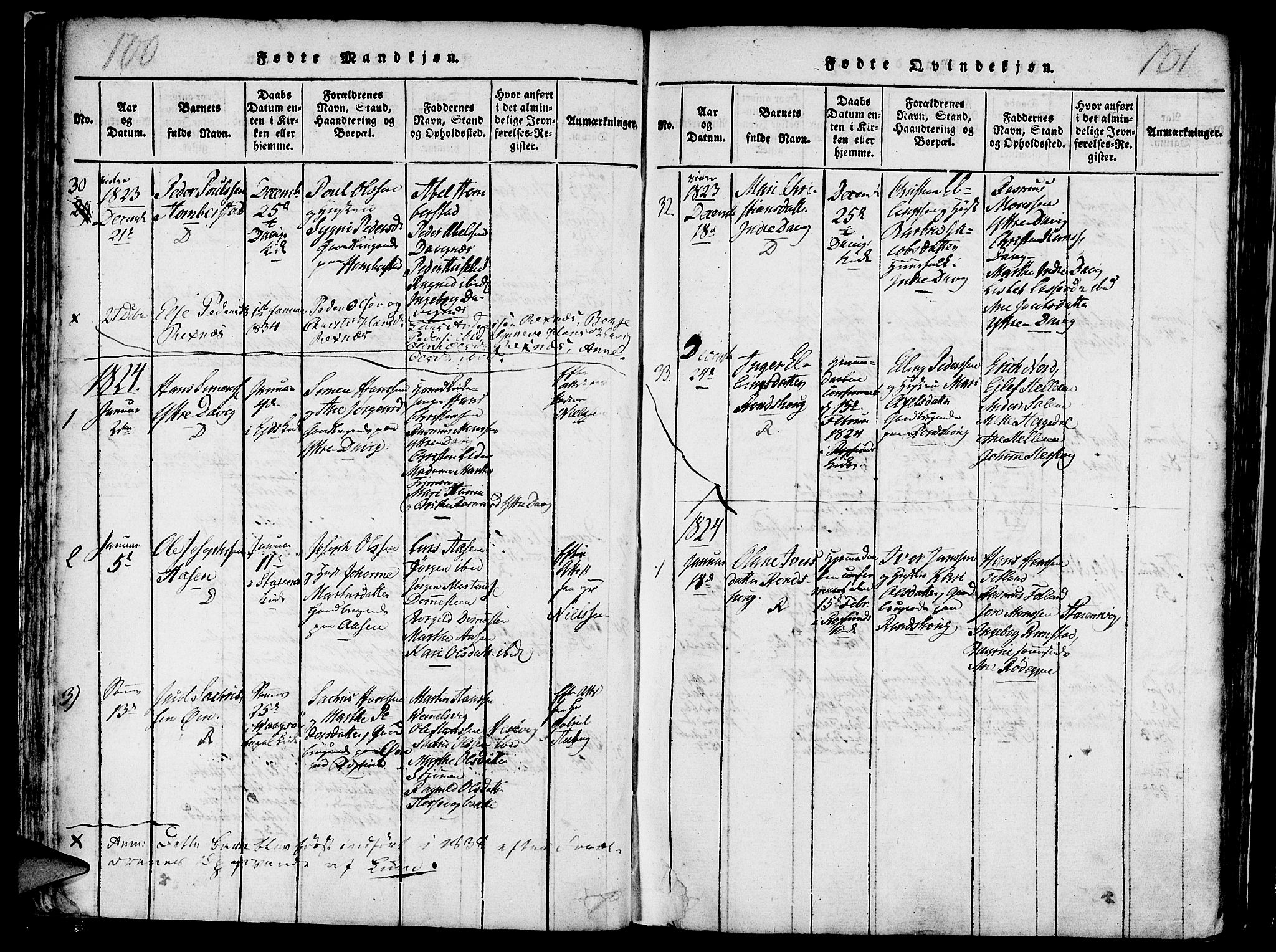 Davik sokneprestembete, AV/SAB-A-79701/H/Haa/Haaa/L0003: Parish register (official) no. A 3, 1816-1830, p. 100-101