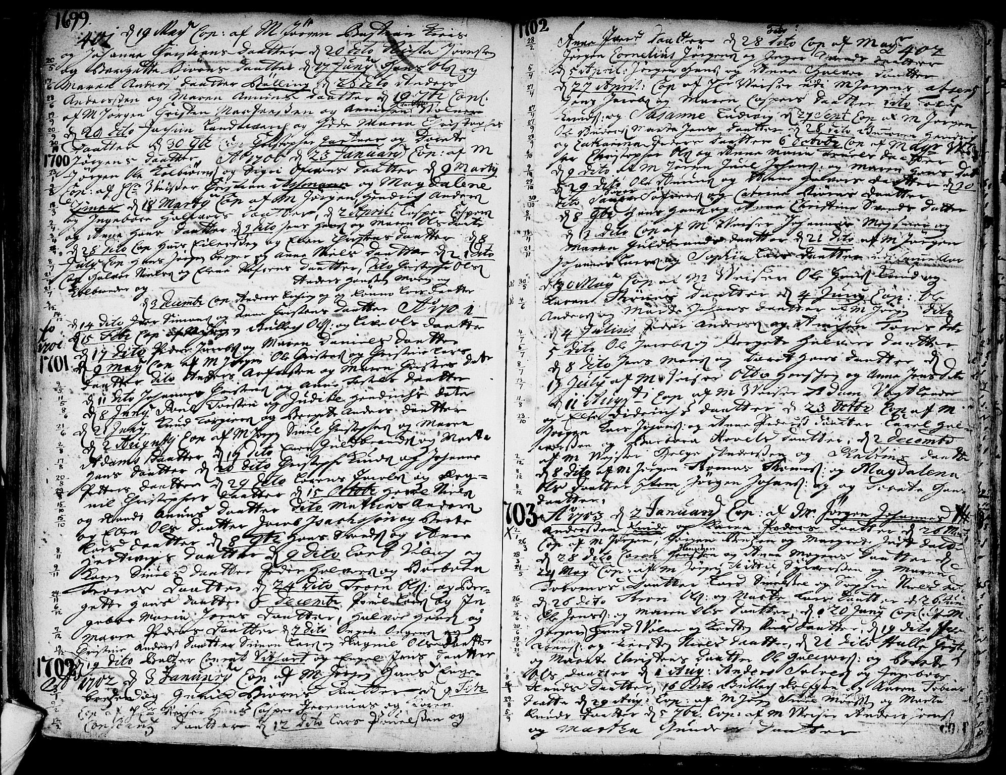 Kongsberg kirkebøker, AV/SAKO-A-22/F/Fa/L0001: Parish register (official) no. I 1, 1696-1720, p. 401-402