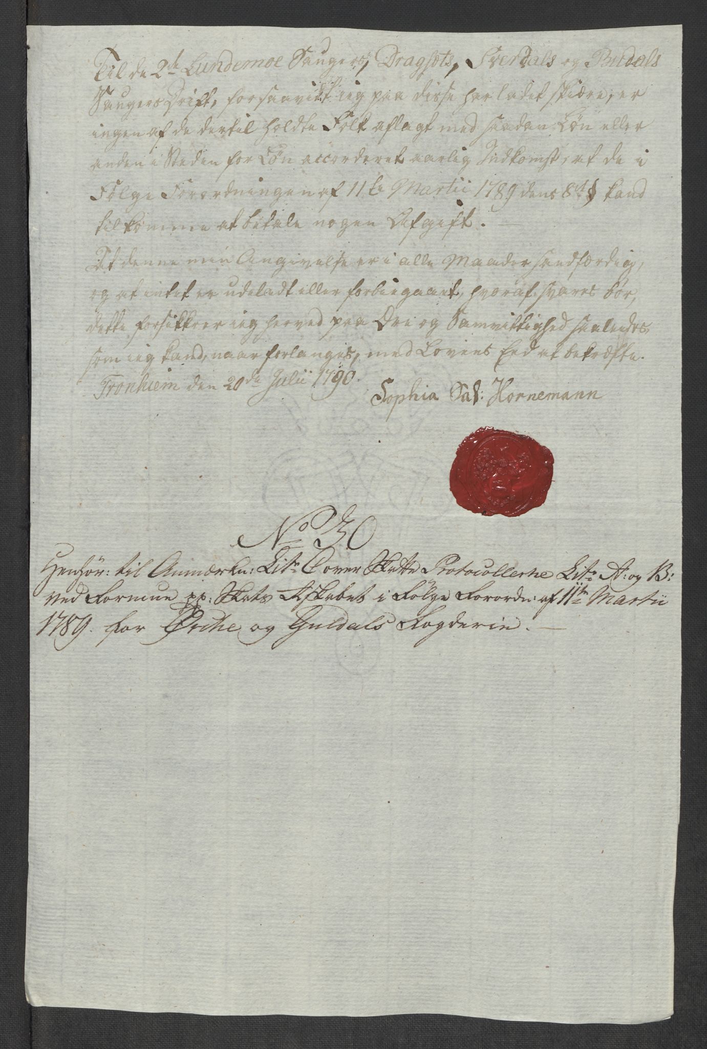 Rentekammeret inntil 1814, Reviderte regnskaper, Mindre regnskaper, AV/RA-EA-4068/Rf/Rfe/L0032: Numedal og Sandsvær fogderi, Orkdal og Gauldal fogderi, 1789, p. 193