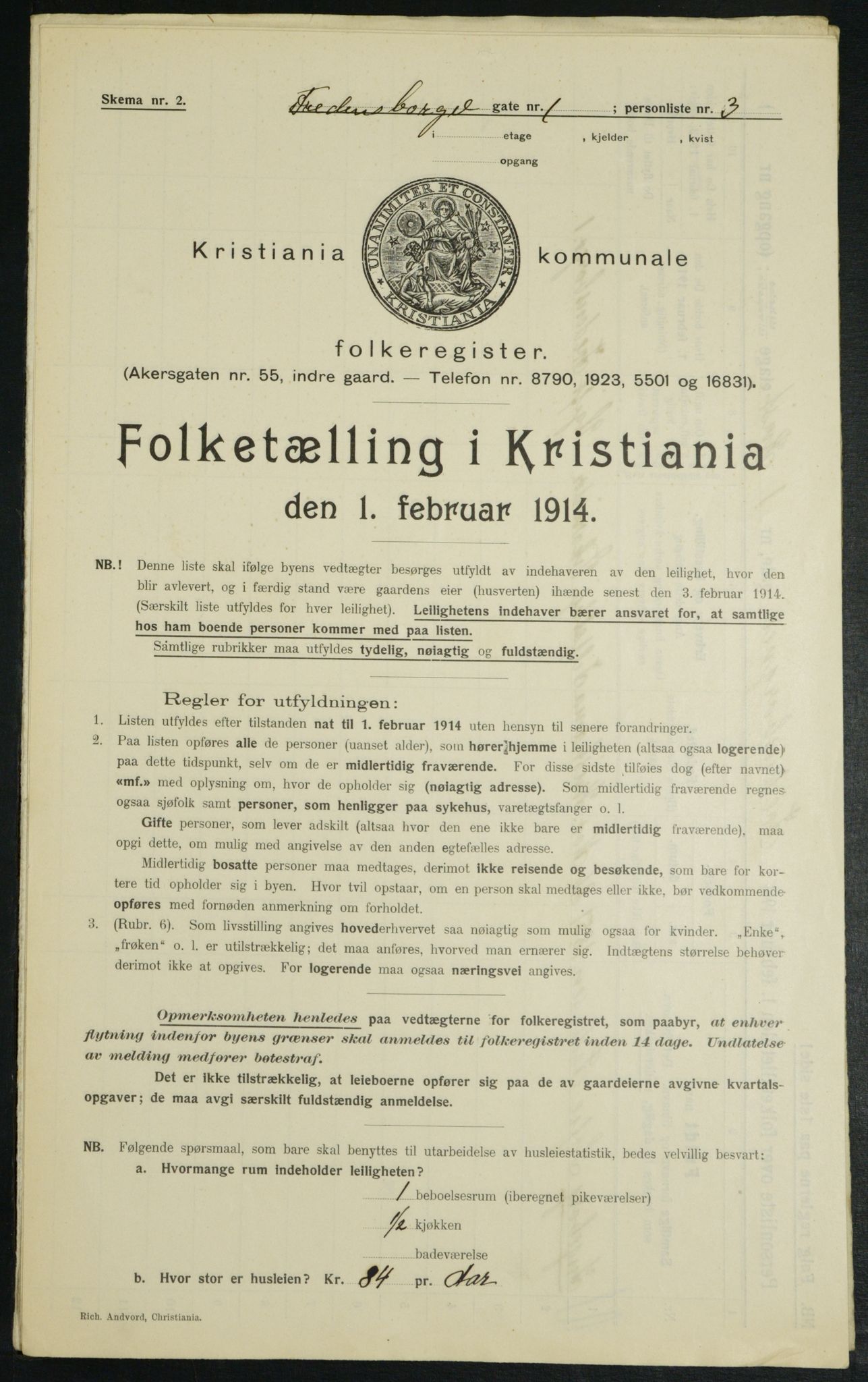 OBA, Municipal Census 1914 for Kristiania, 1914, p. 25643