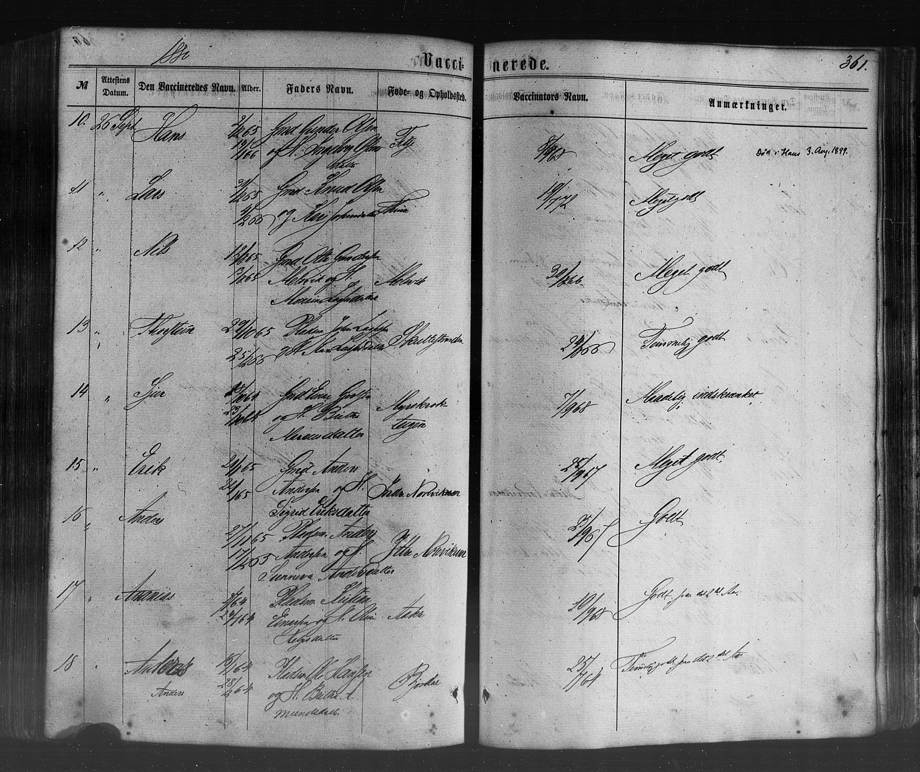 Lavik sokneprestembete, SAB/A-80901: Parish register (official) no. A 4, 1864-1881, p. 361