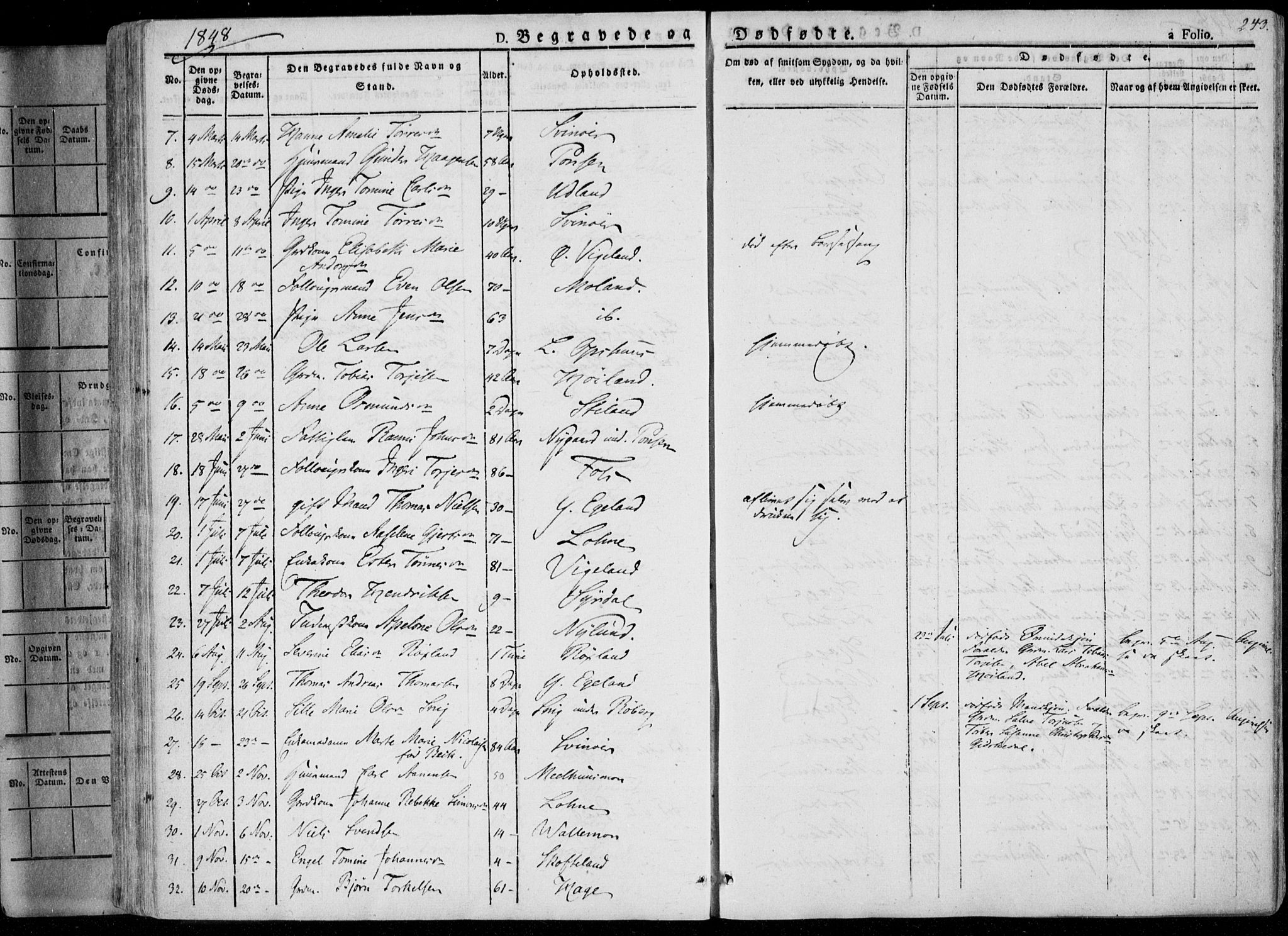 Sør-Audnedal sokneprestkontor, SAK/1111-0039/F/Fa/Fab/L0006: Parish register (official) no. A 6, 1829-1855, p. 243