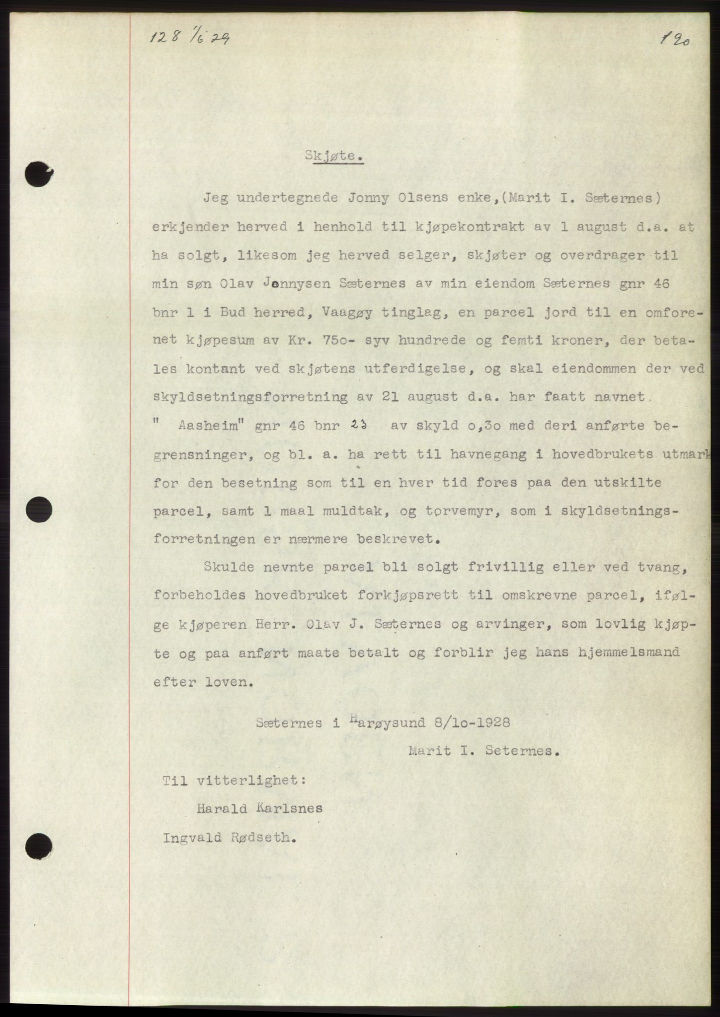 Romsdal sorenskriveri, AV/SAT-A-4149/1/2/2C/L0056: Mortgage book no. 50, 1929-1929, Deed date: 01.06.1929