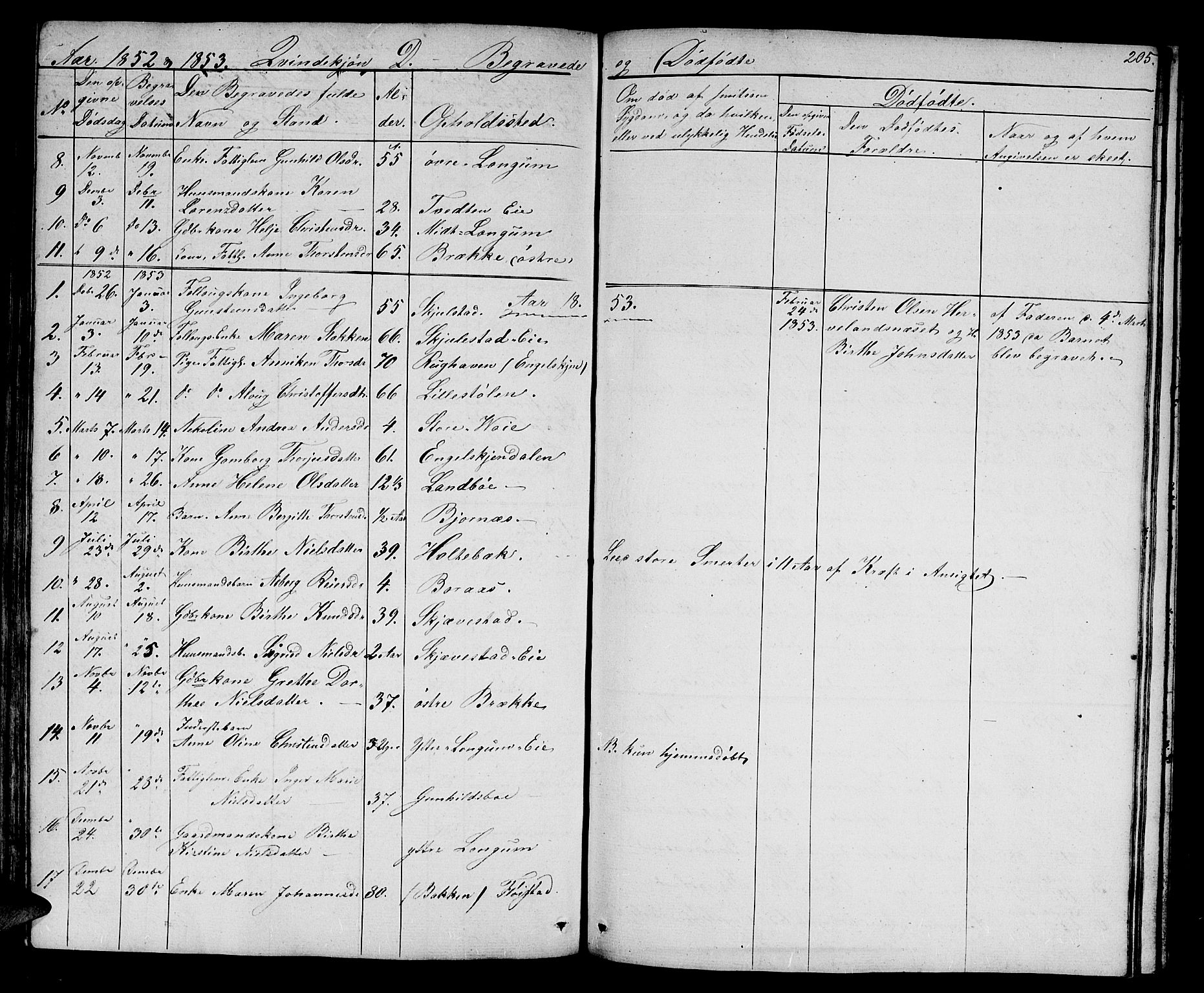 Austre Moland sokneprestkontor, AV/SAK-1111-0001/F/Fb/Fba/L0001: Parish register (copy) no. B 1, 1842-1868, p. 205