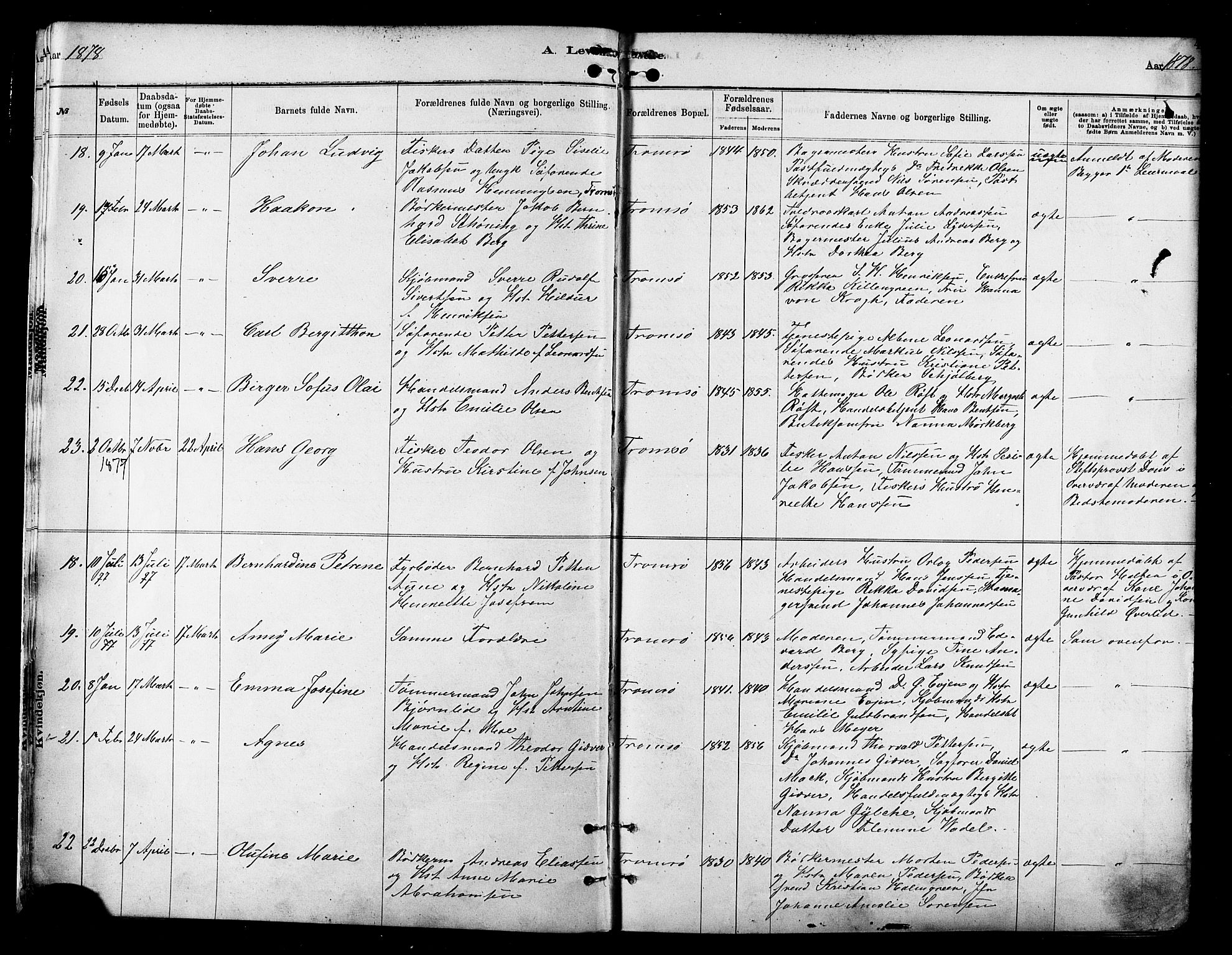 Tromsø sokneprestkontor/stiftsprosti/domprosti, SATØ/S-1343/G/Ga/L0014kirke: Parish register (official) no. 14, 1878-1888, p. 4