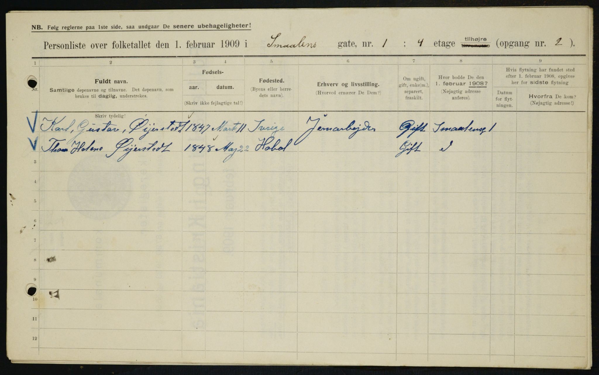 OBA, Municipal Census 1909 for Kristiania, 1909, p. 88587