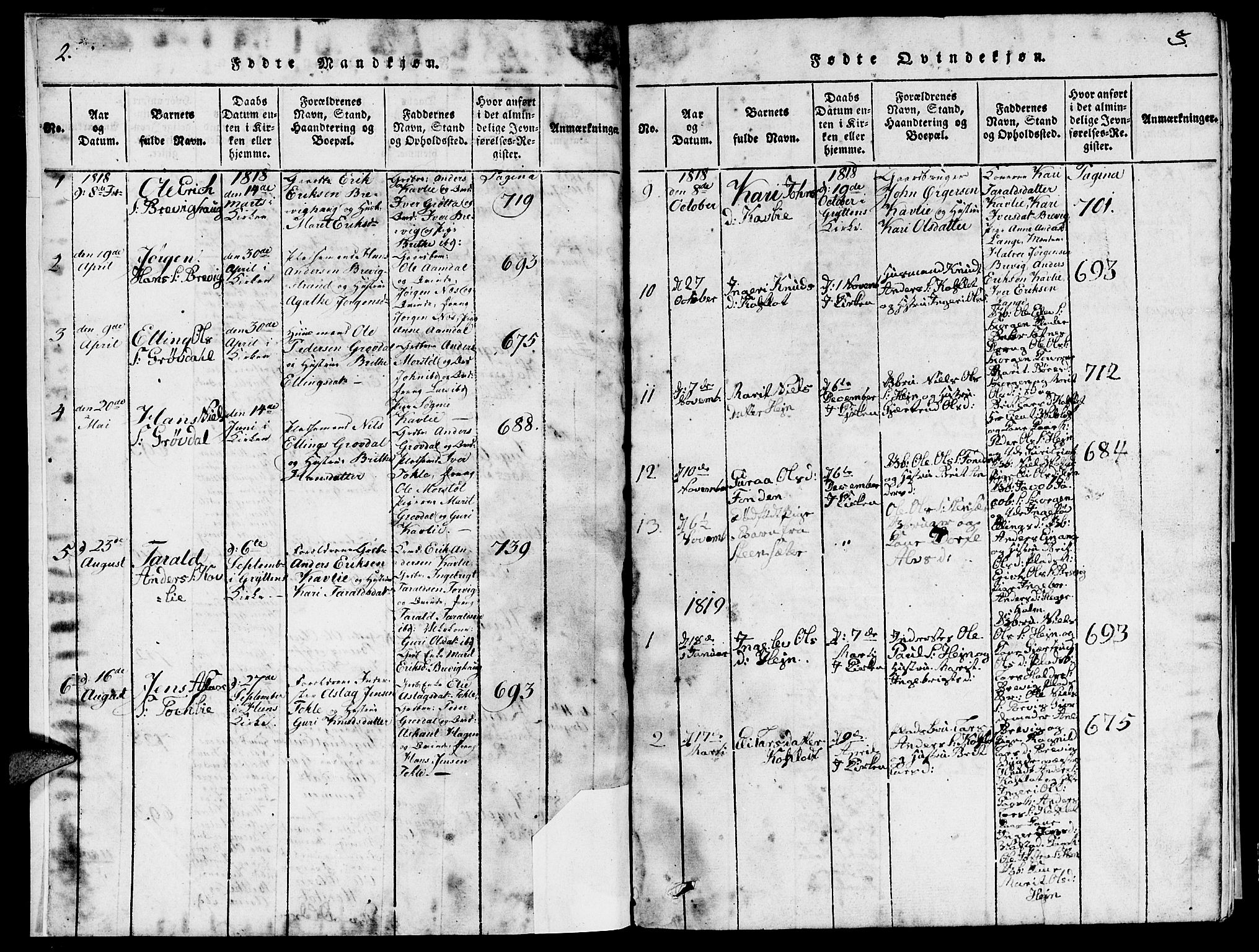 Ministerialprotokoller, klokkerbøker og fødselsregistre - Møre og Romsdal, AV/SAT-A-1454/545/L0587: Parish register (copy) no. 545C01, 1818-1836, p. 2-3