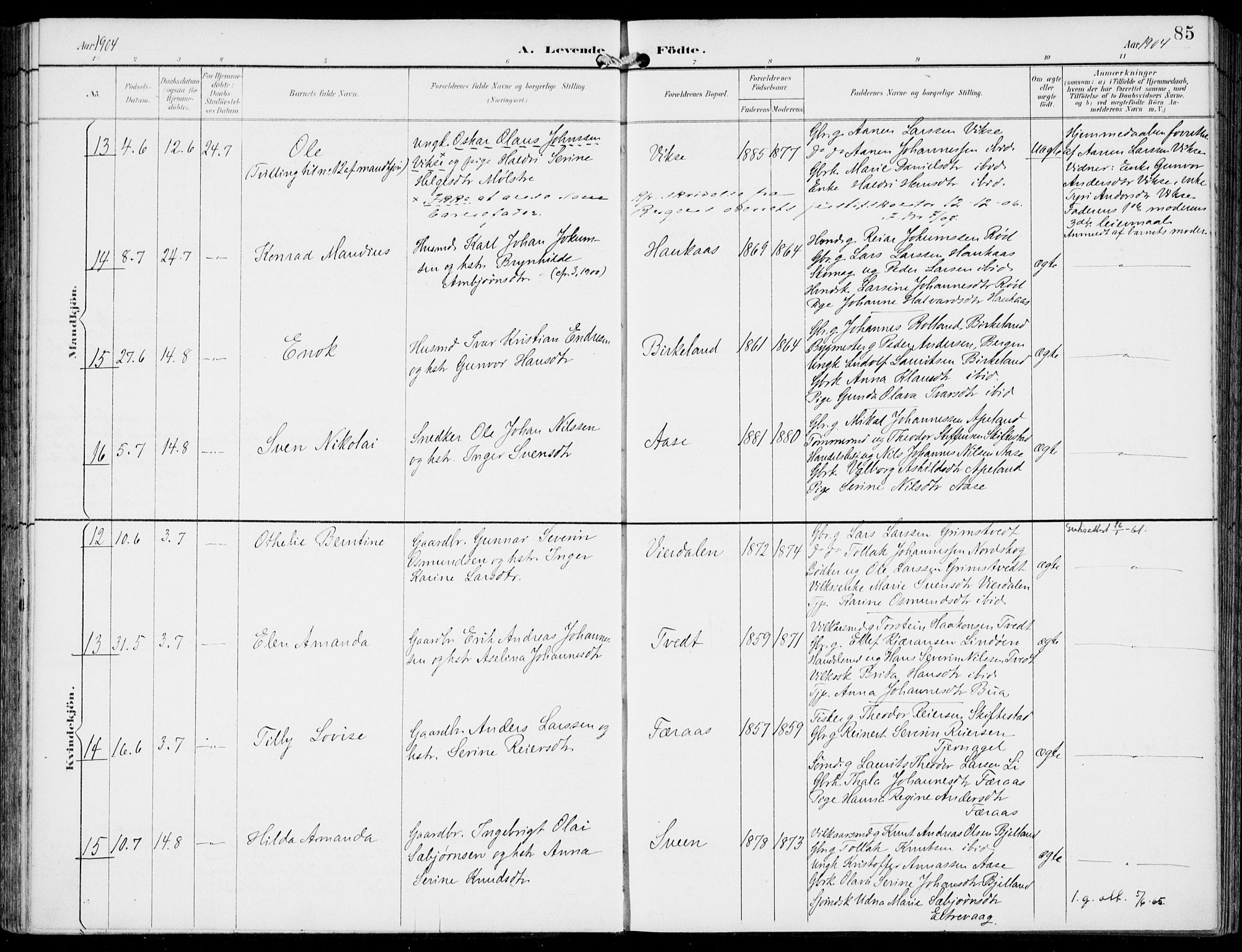 Sveio Sokneprestembete, AV/SAB-A-78501/H/Haa: Parish register (official) no. B  3, 1894-1906, p. 85
