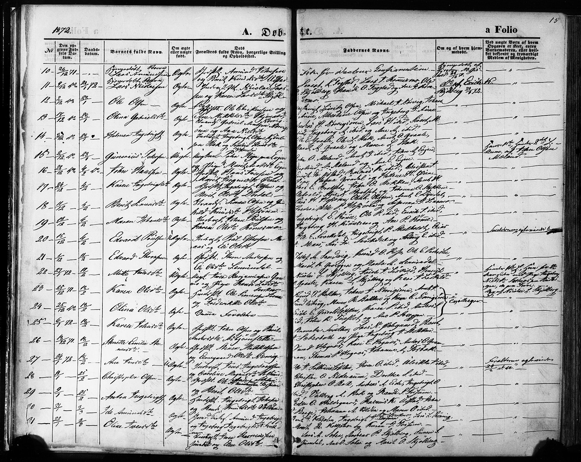 Ministerialprotokoller, klokkerbøker og fødselsregistre - Sør-Trøndelag, SAT/A-1456/668/L0807: Parish register (official) no. 668A07, 1870-1880, p. 15
