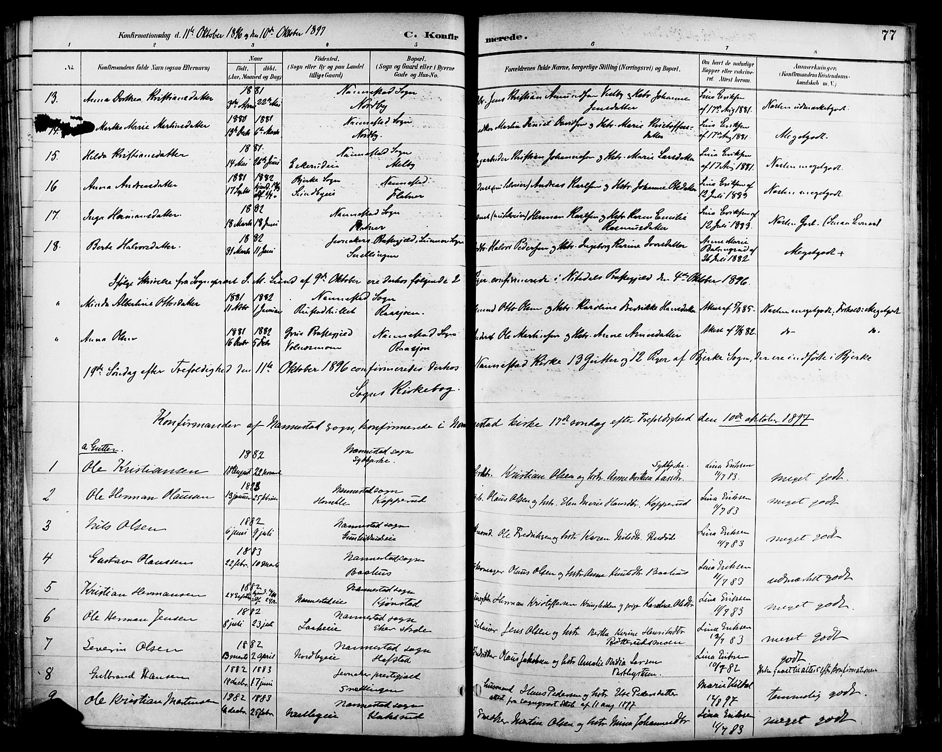 Nannestad prestekontor Kirkebøker, SAO/A-10414a/F/Fa/L0015: Parish register (official) no. I 15, 1891-1905, p. 77