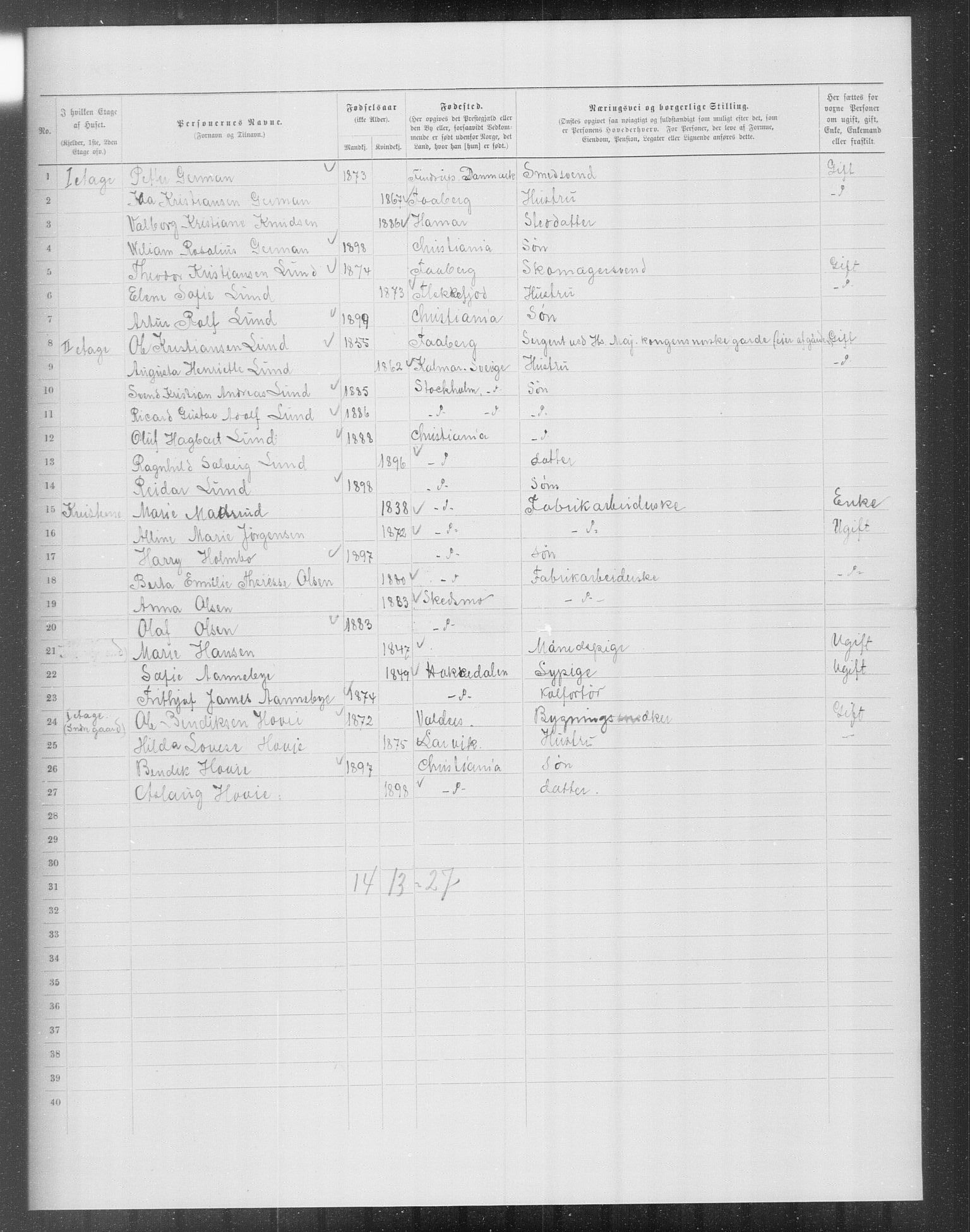 OBA, Municipal Census 1899 for Kristiania, 1899, p. 15189