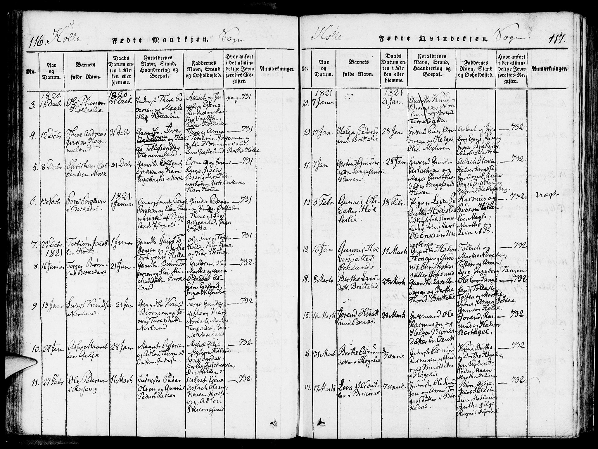 Strand sokneprestkontor, SAST/A-101828/H/Ha/Haa/L0004: Parish register (official) no. A 4 /2, 1816-1833, p. 116-117