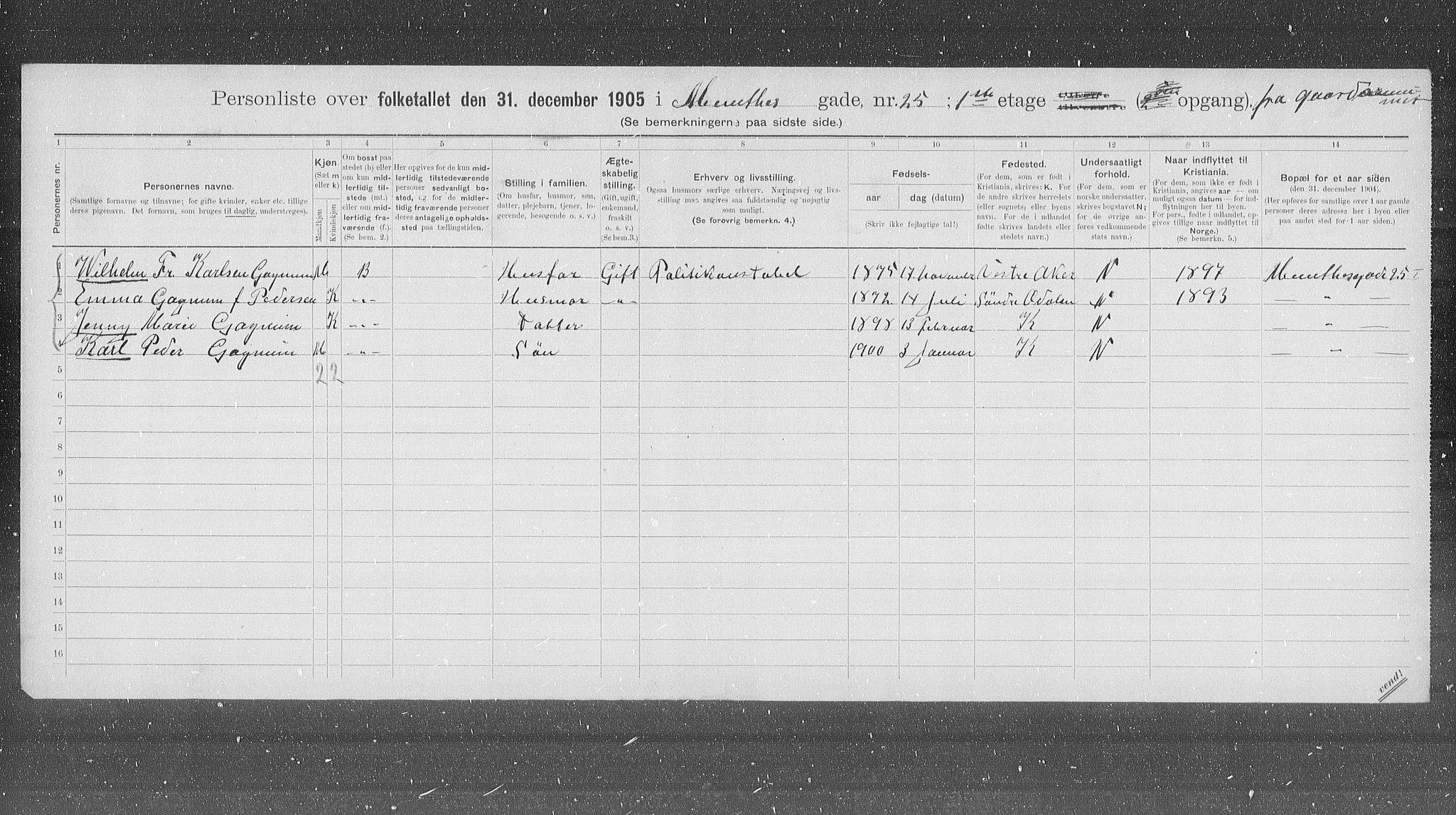 OBA, Municipal Census 1905 for Kristiania, 1905, p. 35783