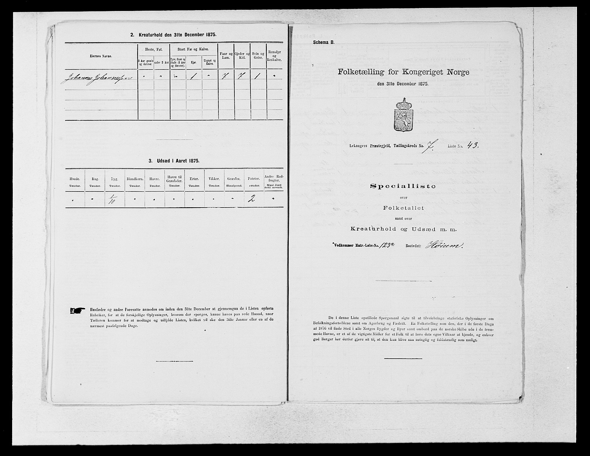 SAB, 1875 census for 1419P Leikanger, 1875, p. 622