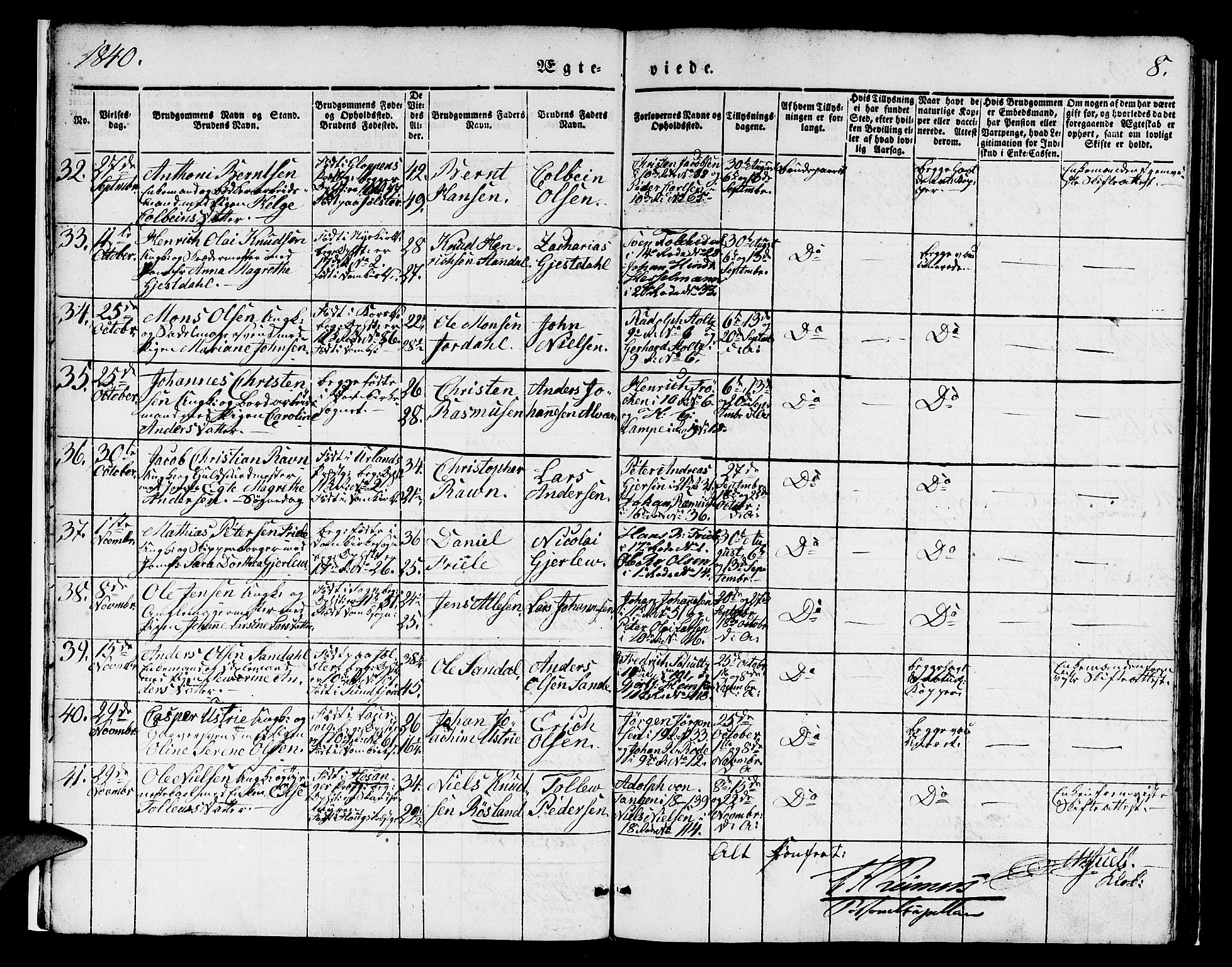 Domkirken sokneprestembete, AV/SAB-A-74801/H/Hab/L0029: Parish register (copy) no. D 1, 1839-1857, p. 8