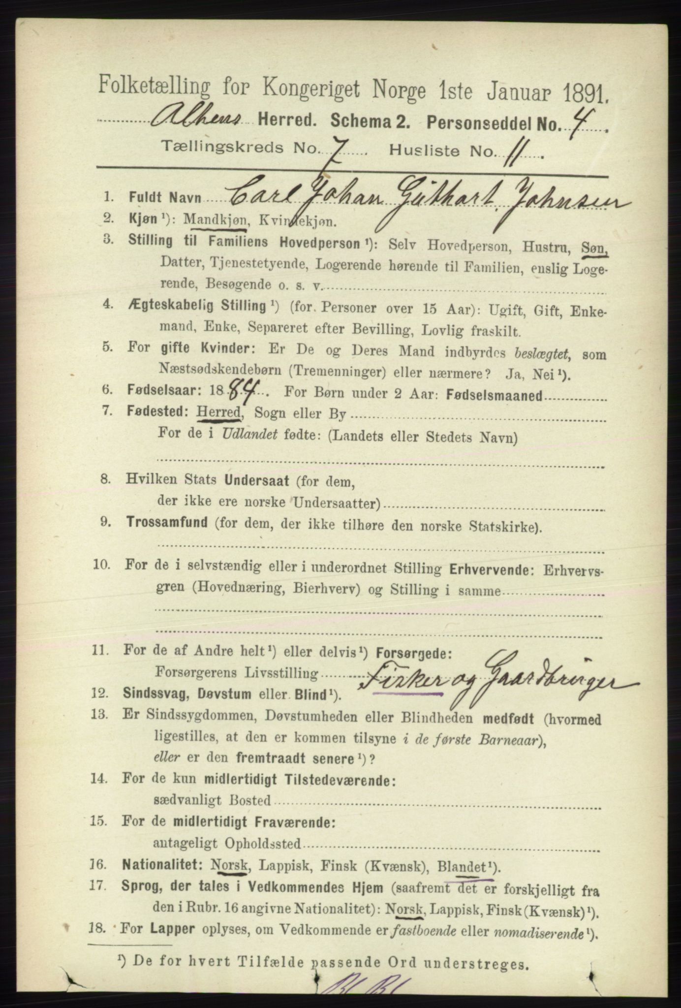 RA, 1891 census for 2012 Alta, 1891, p. 2163