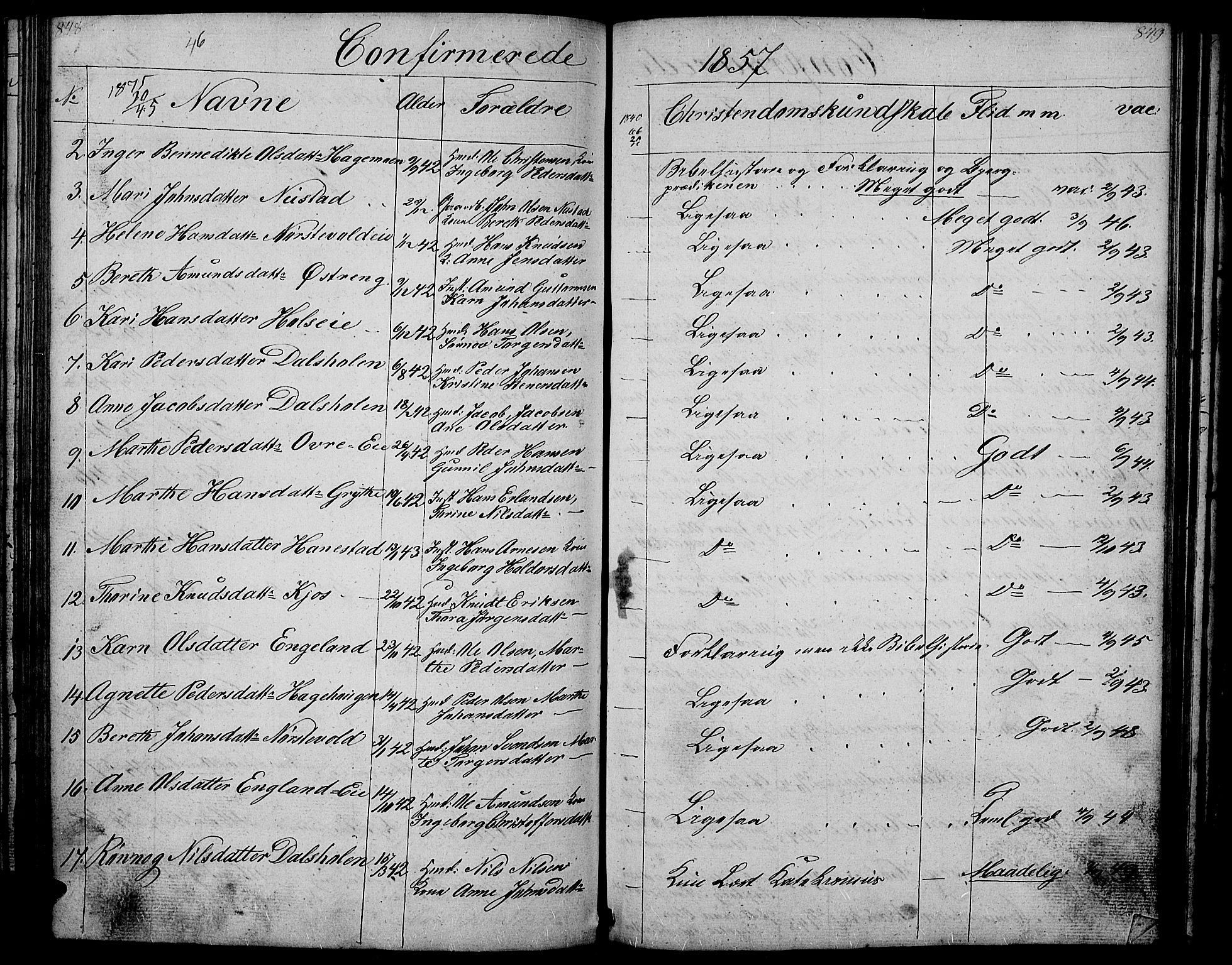 Gausdal prestekontor, AV/SAH-PREST-090/H/Ha/Hab/L0004: Parish register (copy) no. 4, 1835-1870, p. 848-849