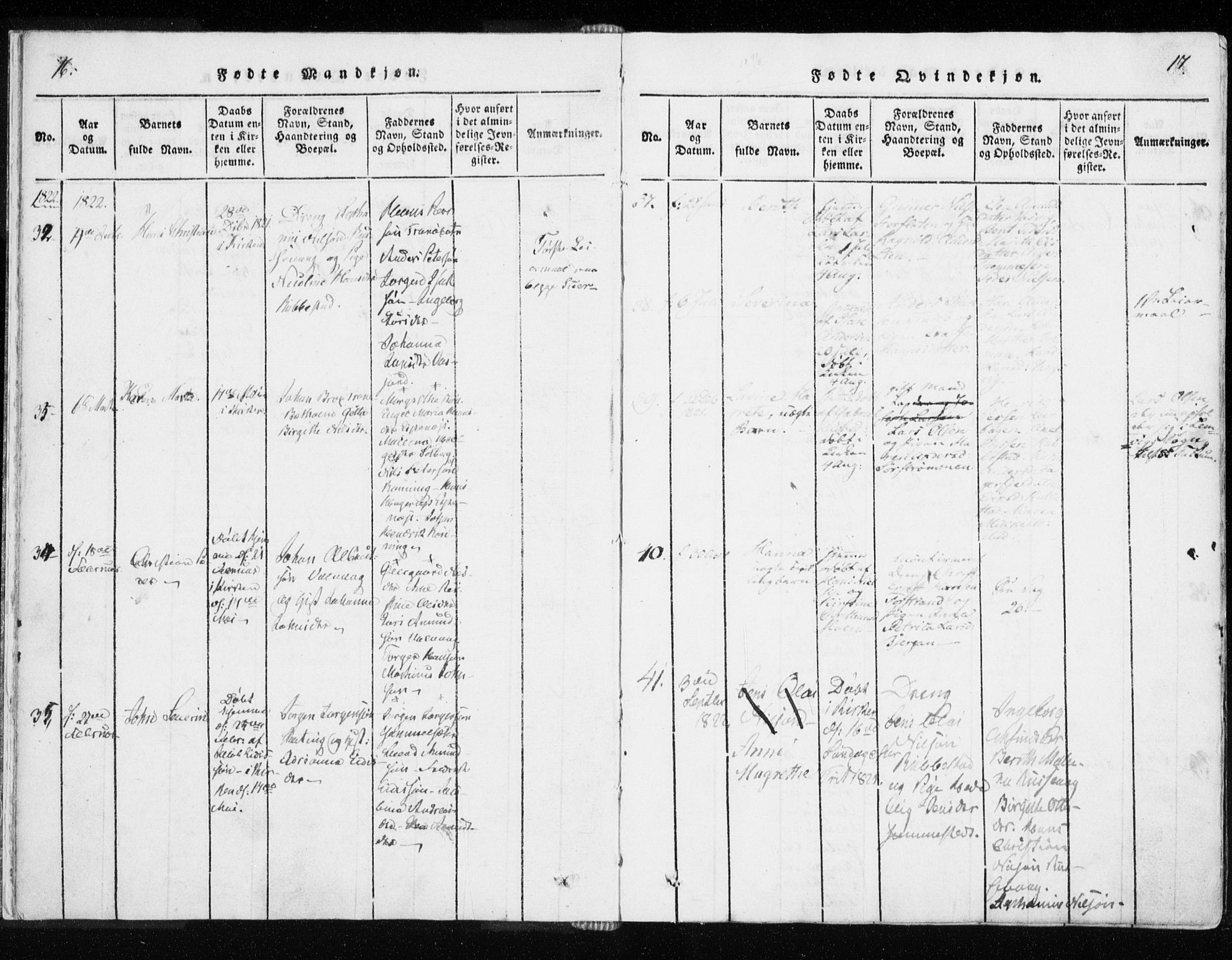 Tranøy sokneprestkontor, SATØ/S-1313/I/Ia/Iaa/L0004kirke: Parish register (official) no. 4, 1820-1829, p. 16-17