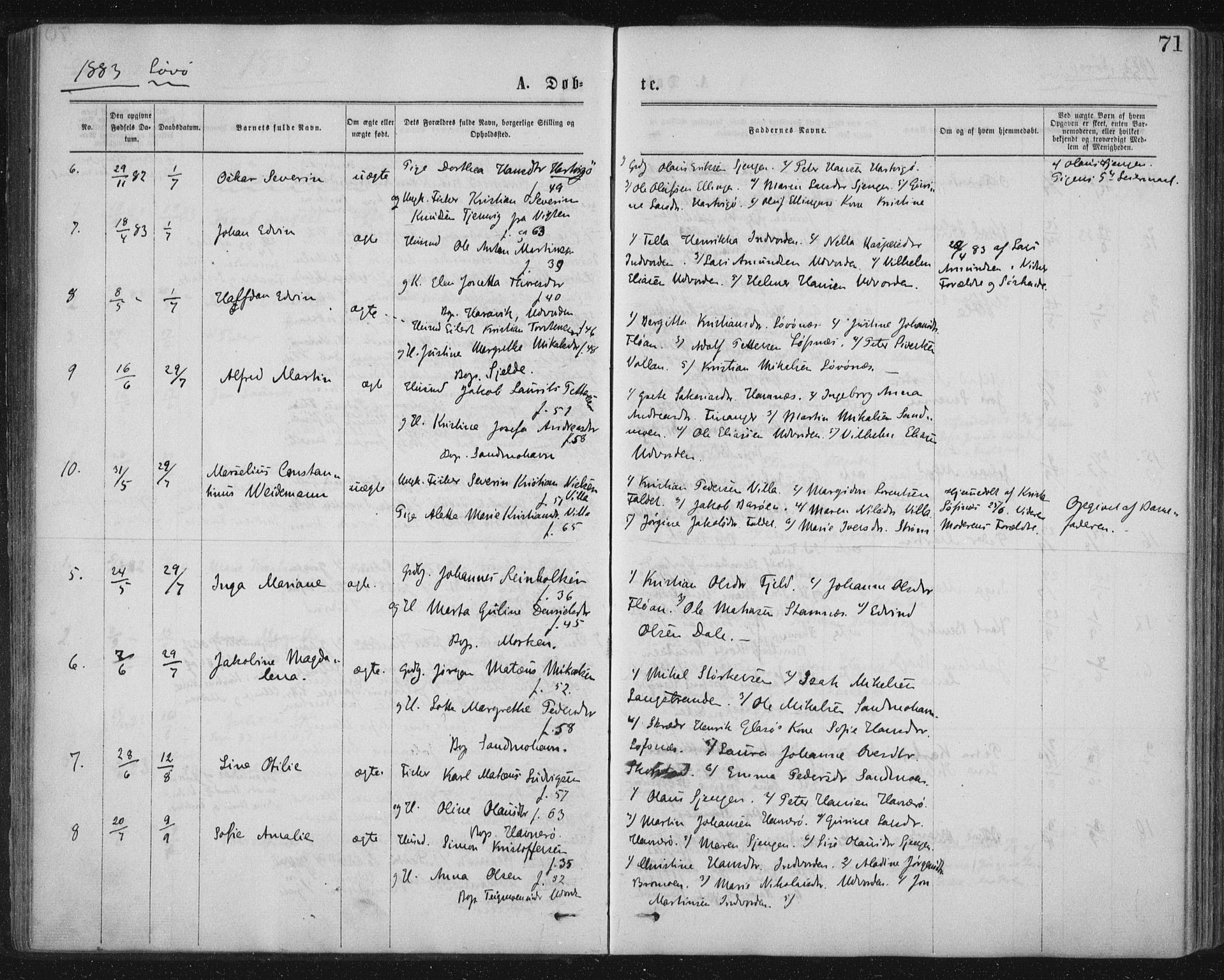 Ministerialprotokoller, klokkerbøker og fødselsregistre - Nord-Trøndelag, SAT/A-1458/771/L0596: Parish register (official) no. 771A03, 1870-1884, p. 71