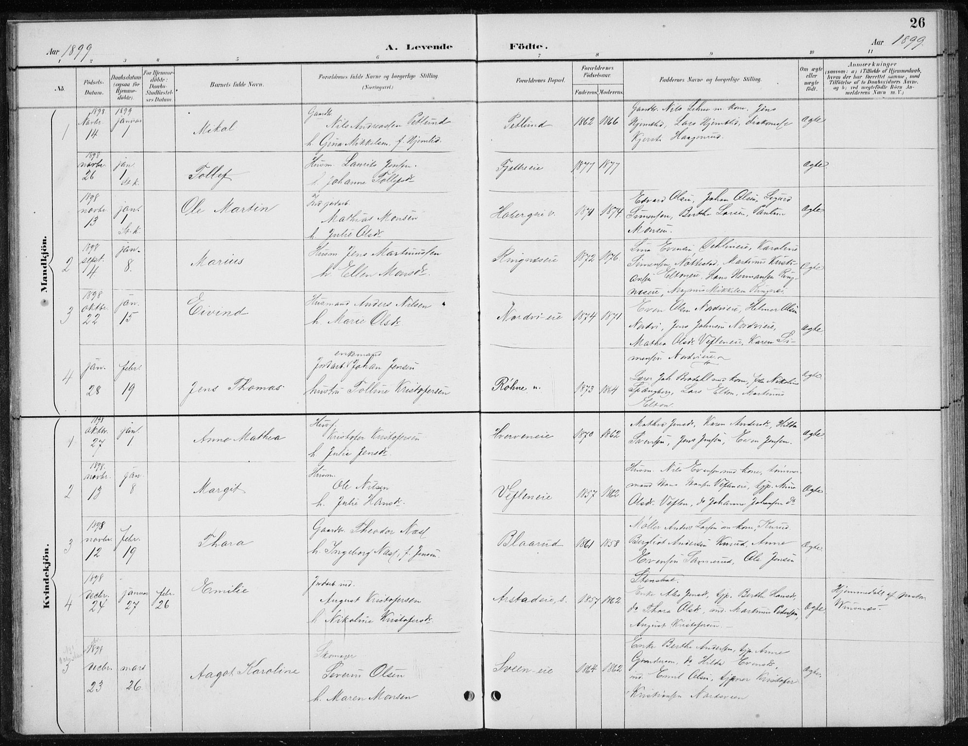 Stange prestekontor, SAH/PREST-002/L/L0010: Parish register (copy) no. 10, 1894-1905, p. 26