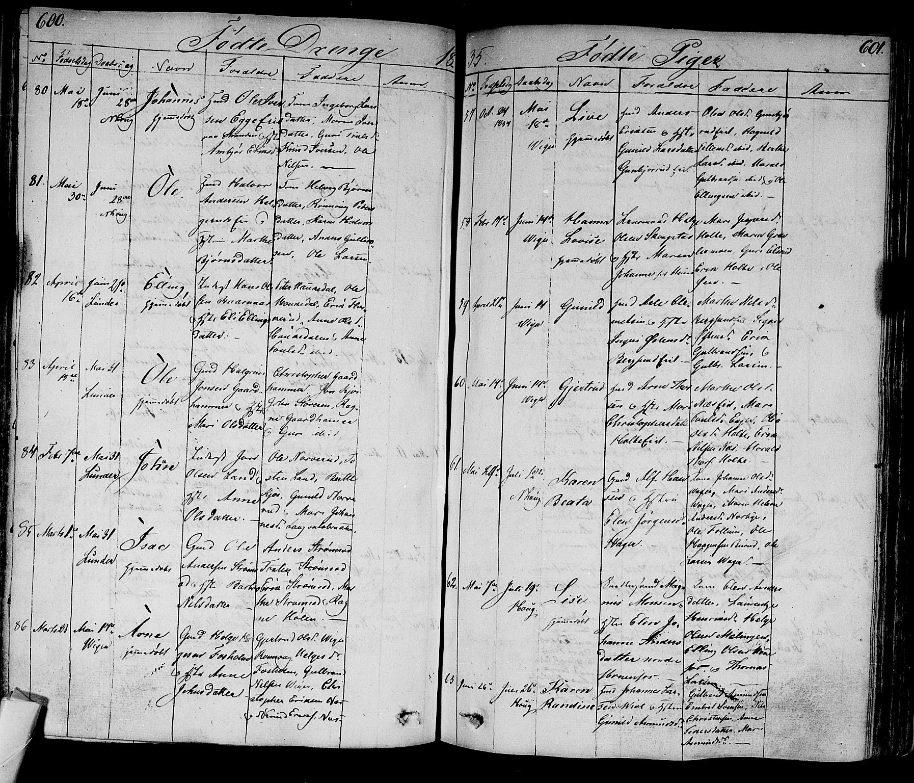 Norderhov kirkebøker, SAKO/A-237/F/Fa/L0009: Parish register (official) no. 9, 1819-1837, p. 600-601