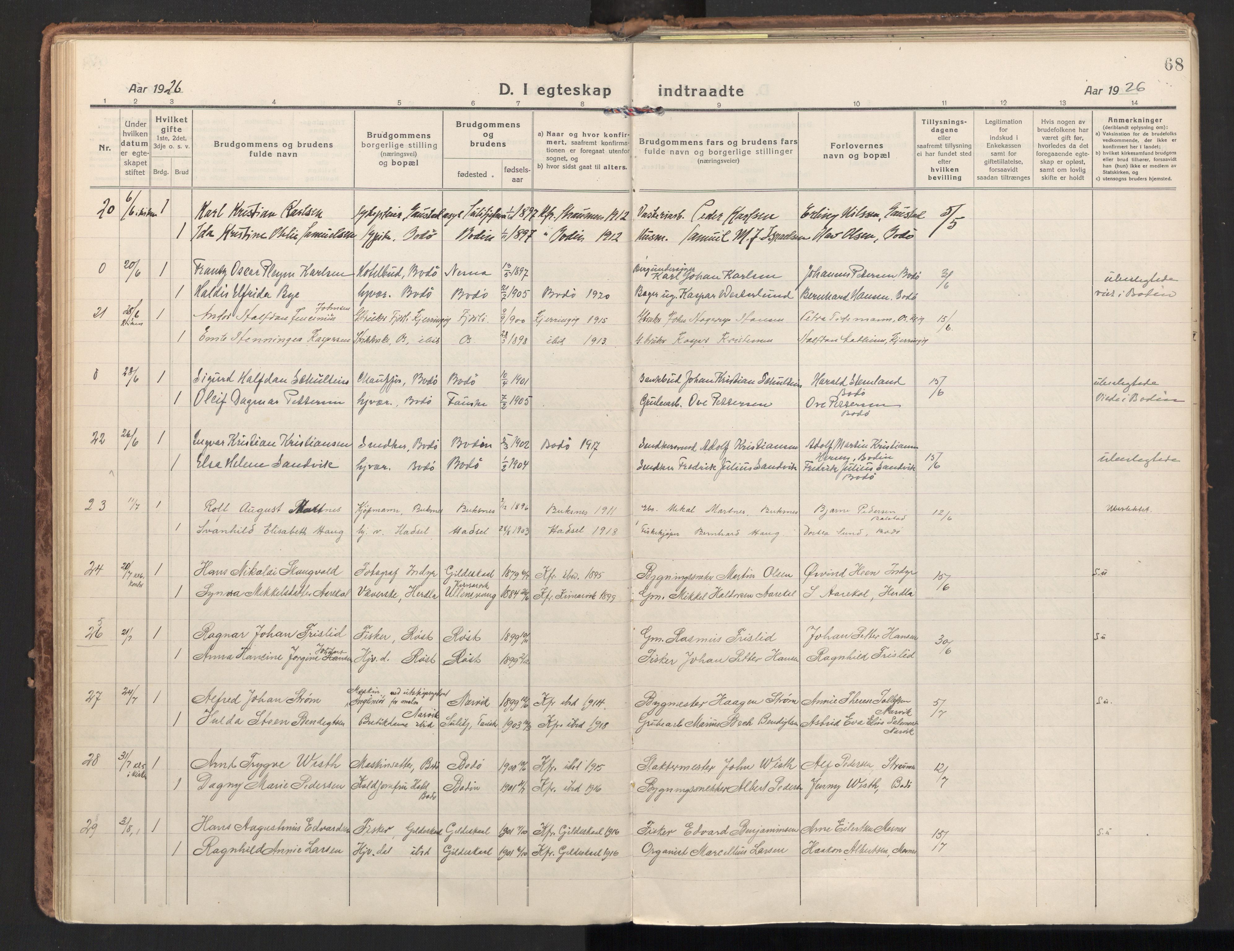 Ministerialprotokoller, klokkerbøker og fødselsregistre - Nordland, AV/SAT-A-1459/801/L0018: Parish register (official) no. 801A18, 1916-1930, p. 68