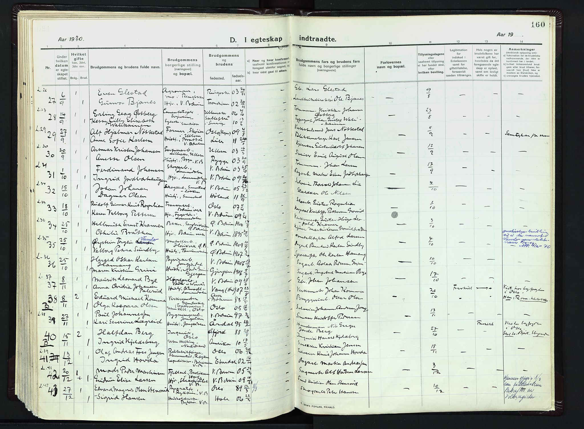 Vestre Bærum prestekontor Kirkebøker, AV/SAO-A-10209a/F/Fa/L0003: Parish register (official) no. 3, 1916-1930, p. 160