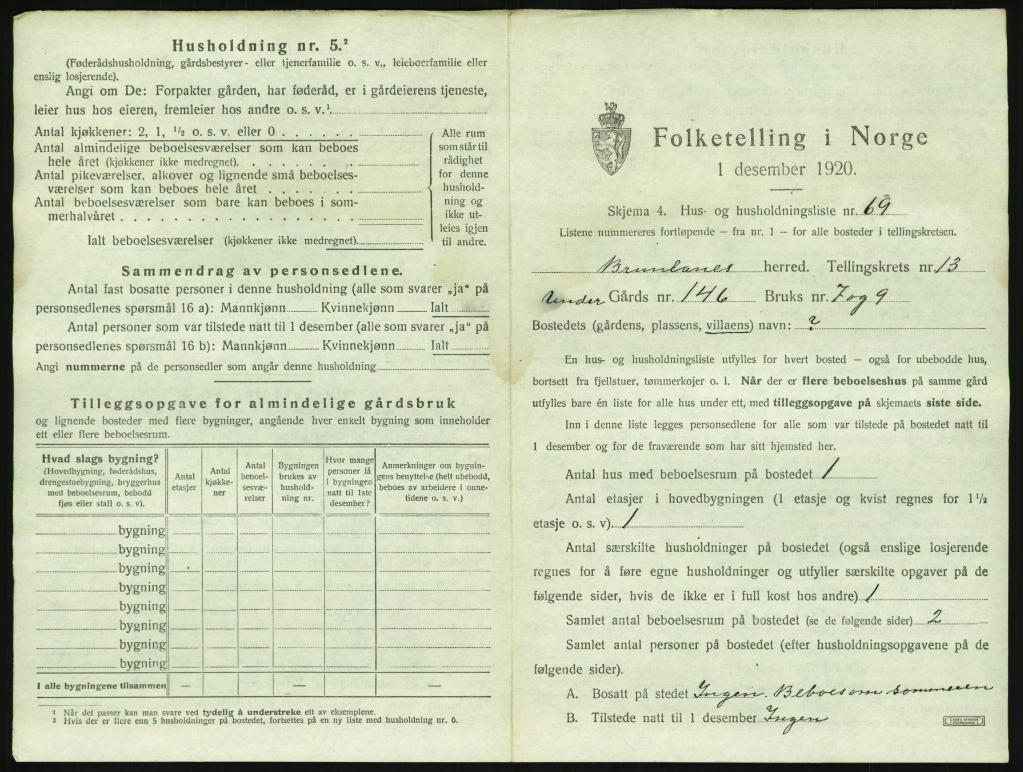 SAKO, 1920 census for Brunlanes, 1920, p. 1887