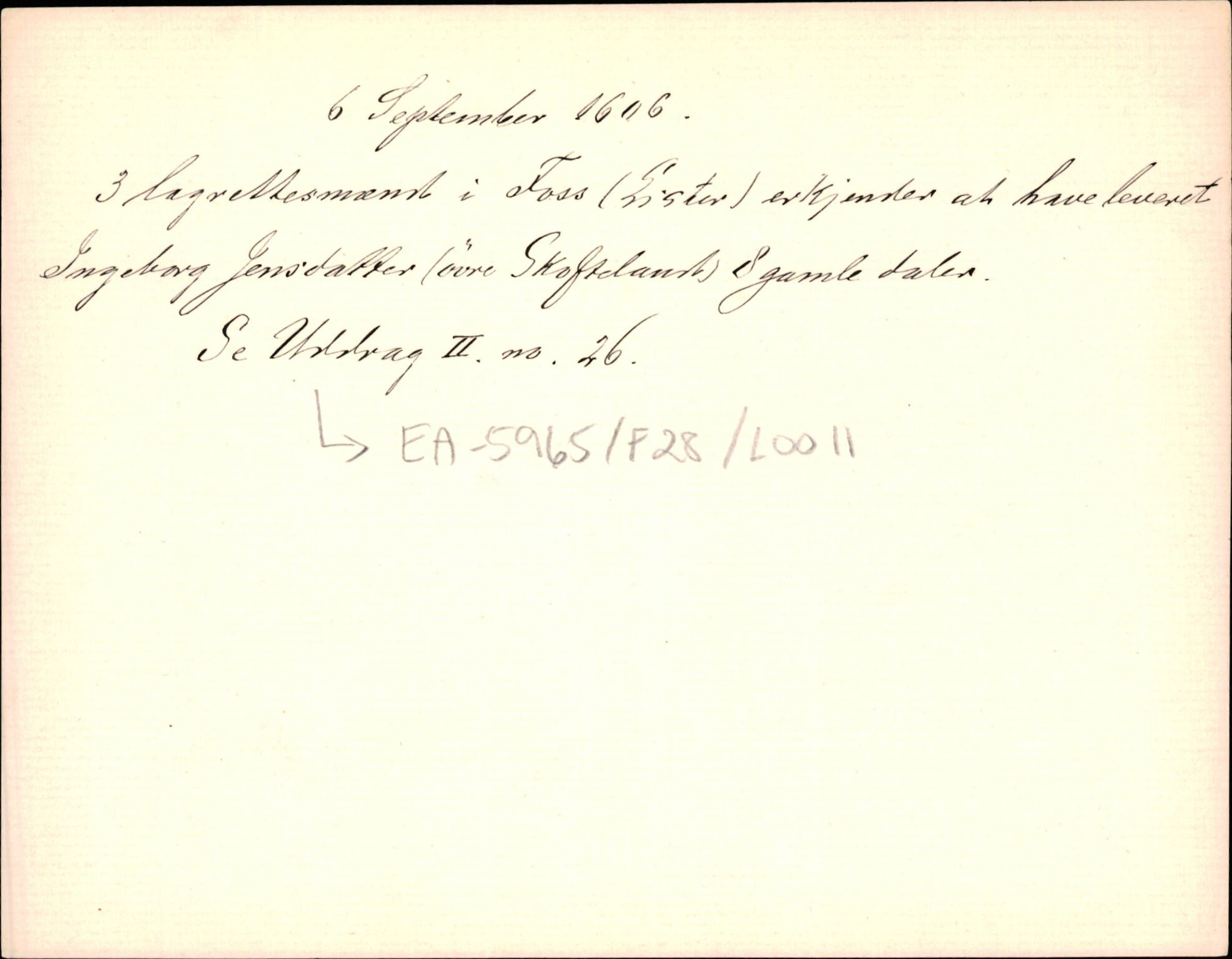 Riksarkivets diplomsamling, AV/RA-EA-5965/F35/F35d/L0002: Innlånte diplomer, seddelregister, 1592-1620, p. 455