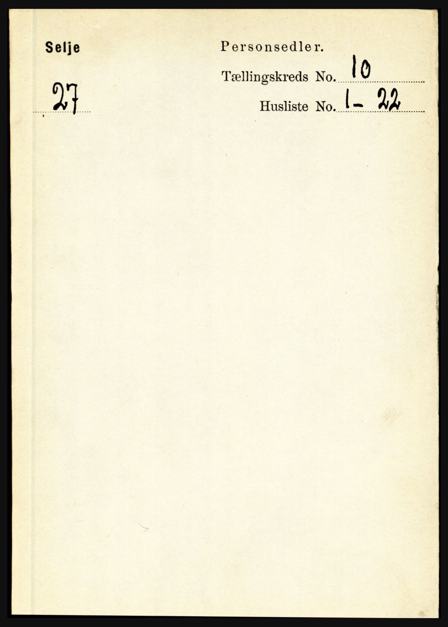 RA, 1891 census for 1441 Selje, 1891, p. 3093