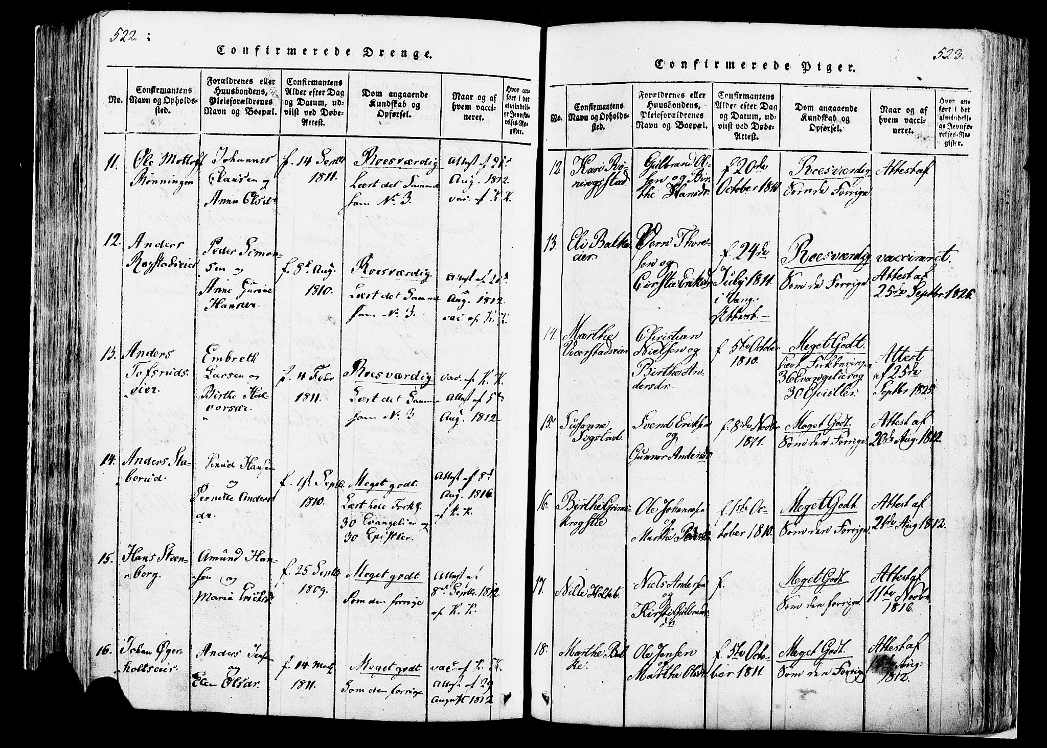 Løten prestekontor, AV/SAH-PREST-022/K/Ka/L0005: Parish register (official) no. 5, 1814-1832, p. 522-523