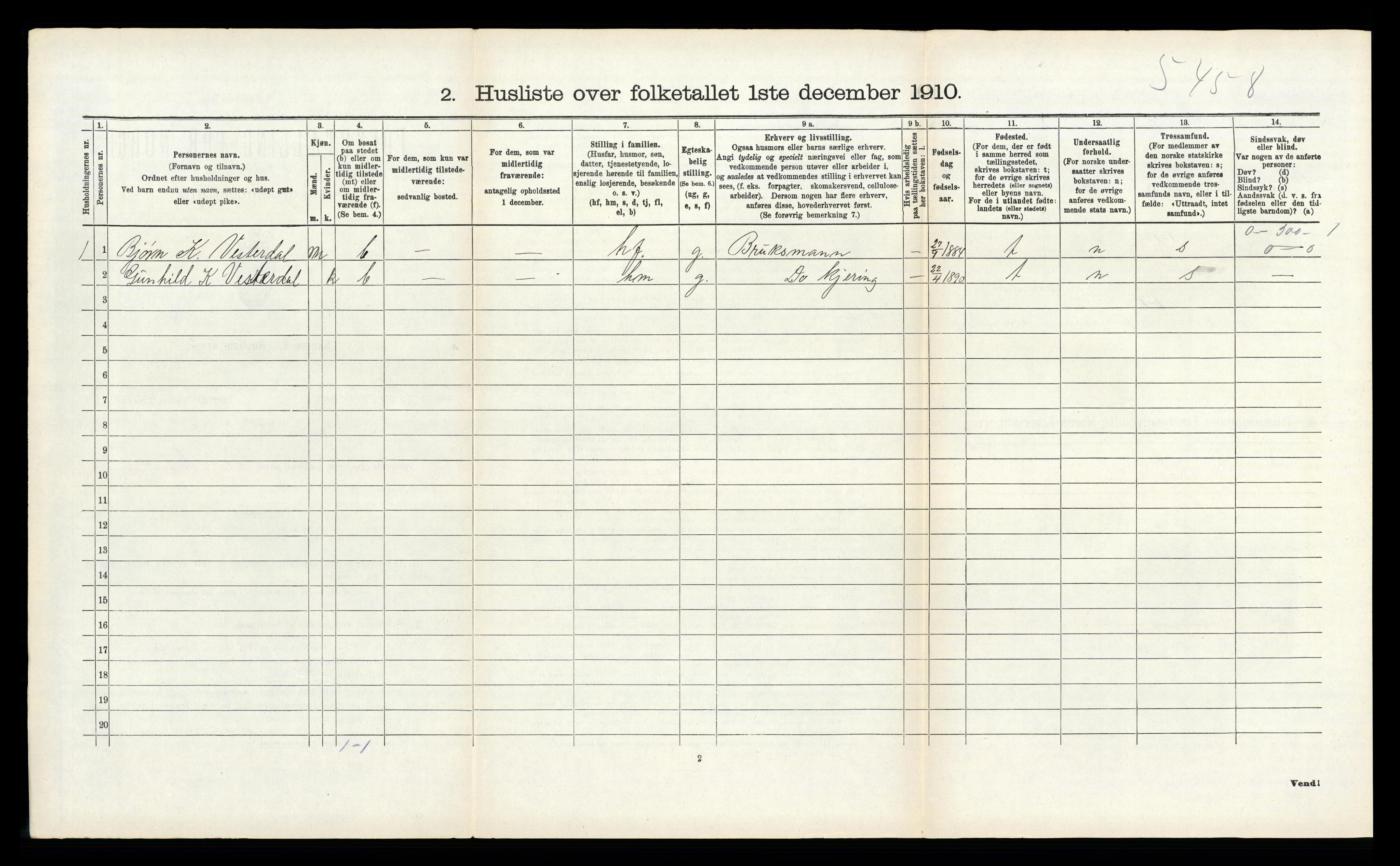 RA, 1910 census for Kviteseid, 1910, p. 879