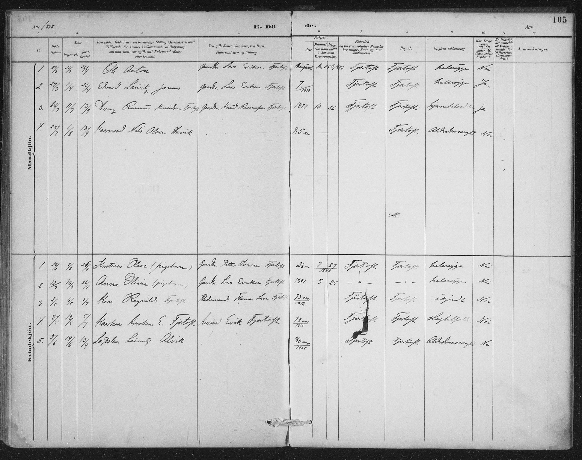 Ministerialprotokoller, klokkerbøker og fødselsregistre - Møre og Romsdal, SAT/A-1454/538/L0522: Parish register (official) no. 538A01, 1884-1913, p. 105