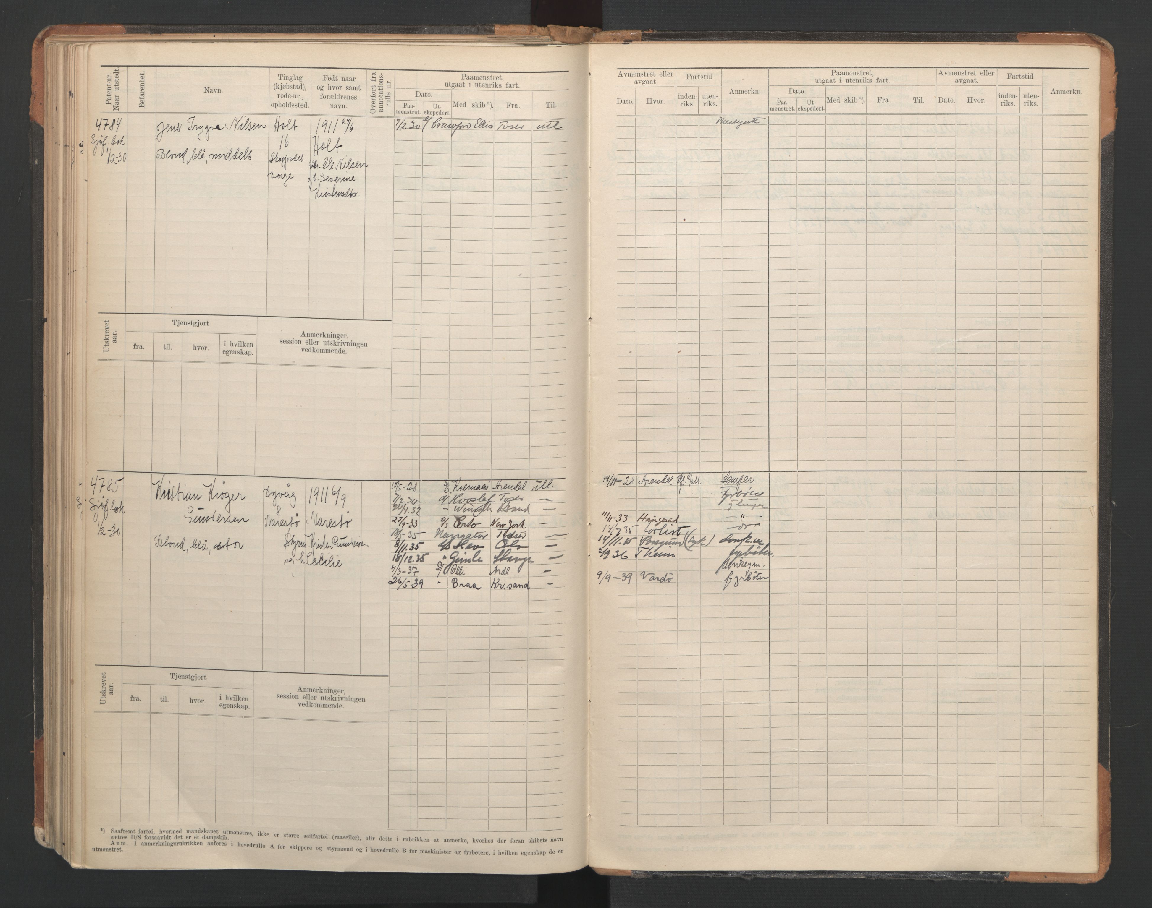 Tvedestrand mønstringskrets, AV/SAK-2031-0011/F/Fb/L0007: Hovedrulle A nr 4410-4803, R-8, 1912-1948, p. 194