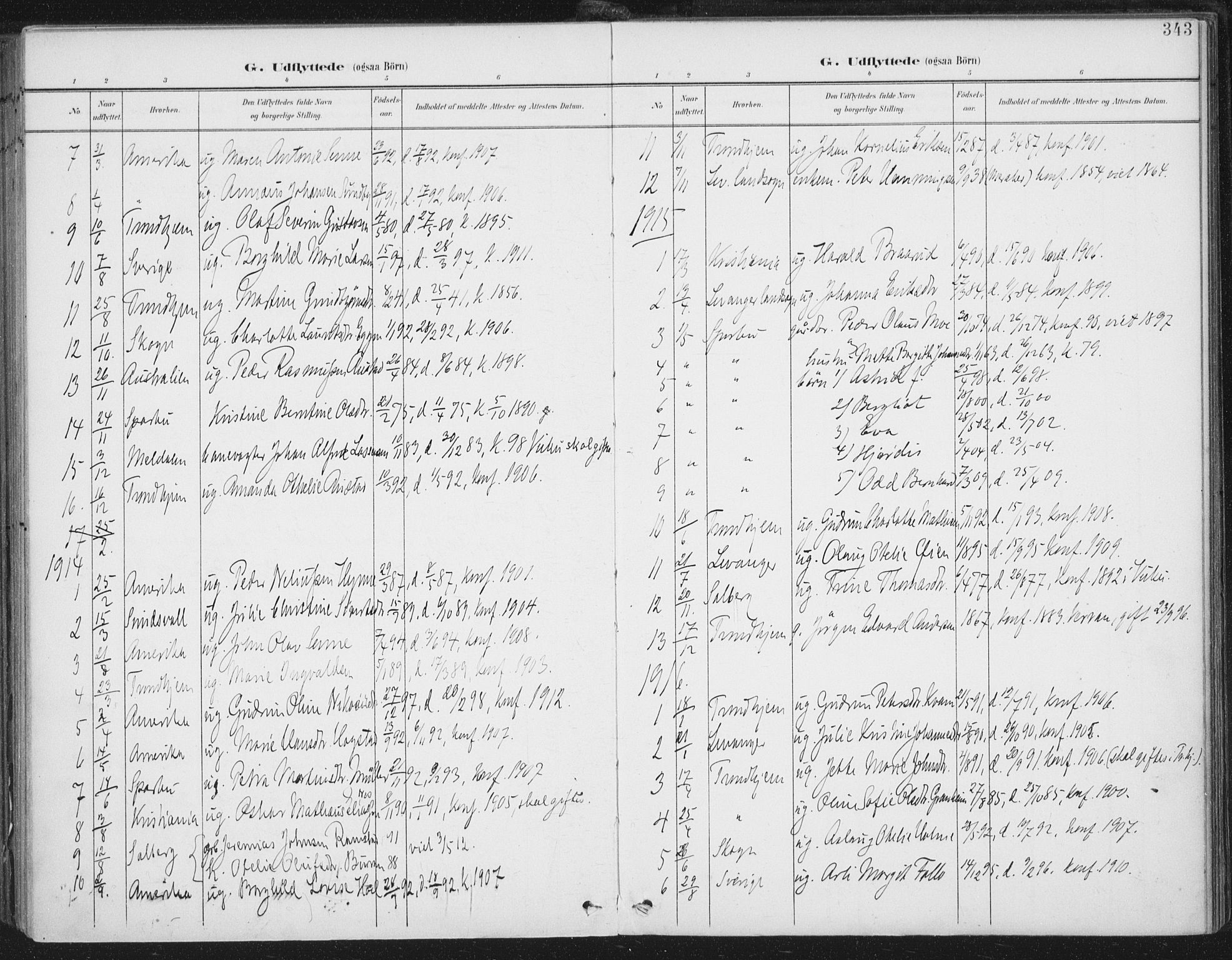 Ministerialprotokoller, klokkerbøker og fødselsregistre - Nord-Trøndelag, SAT/A-1458/723/L0246: Parish register (official) no. 723A15, 1900-1917, p. 343