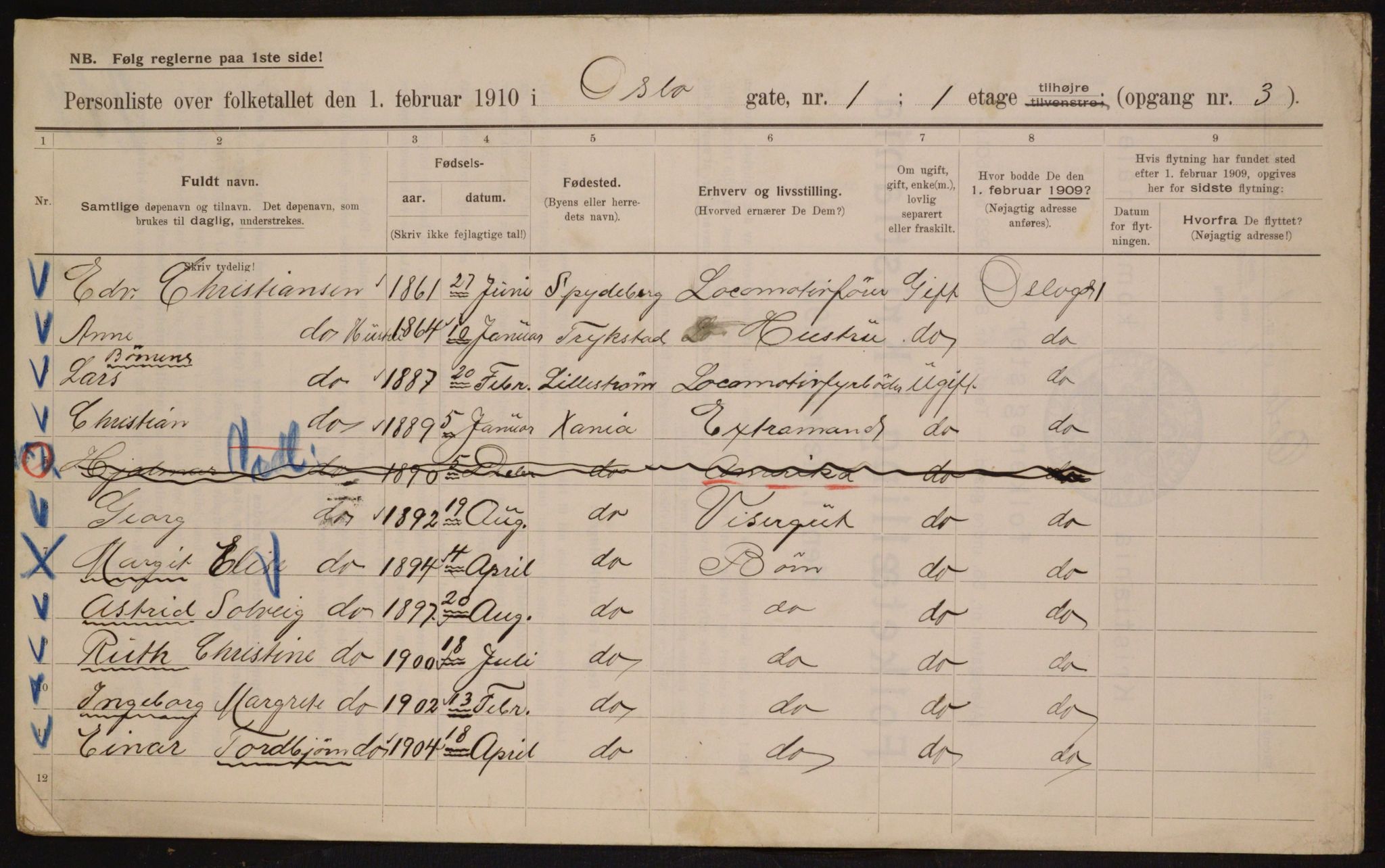 OBA, Municipal Census 1910 for Kristiania, 1910, p. 74049