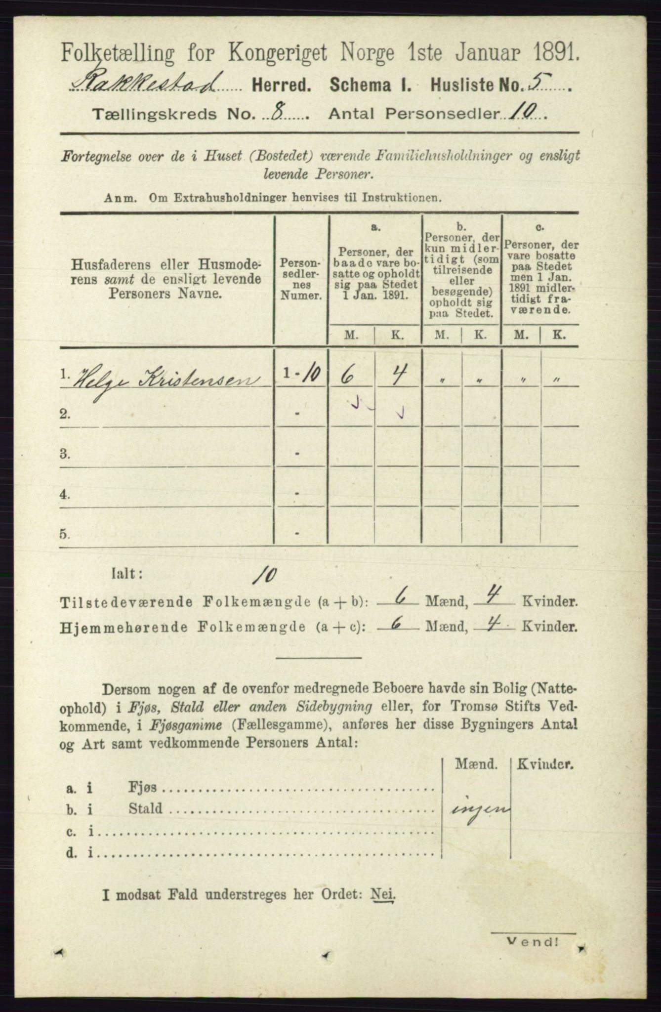 RA, 1891 census for 0128 Rakkestad, 1891, p. 3560