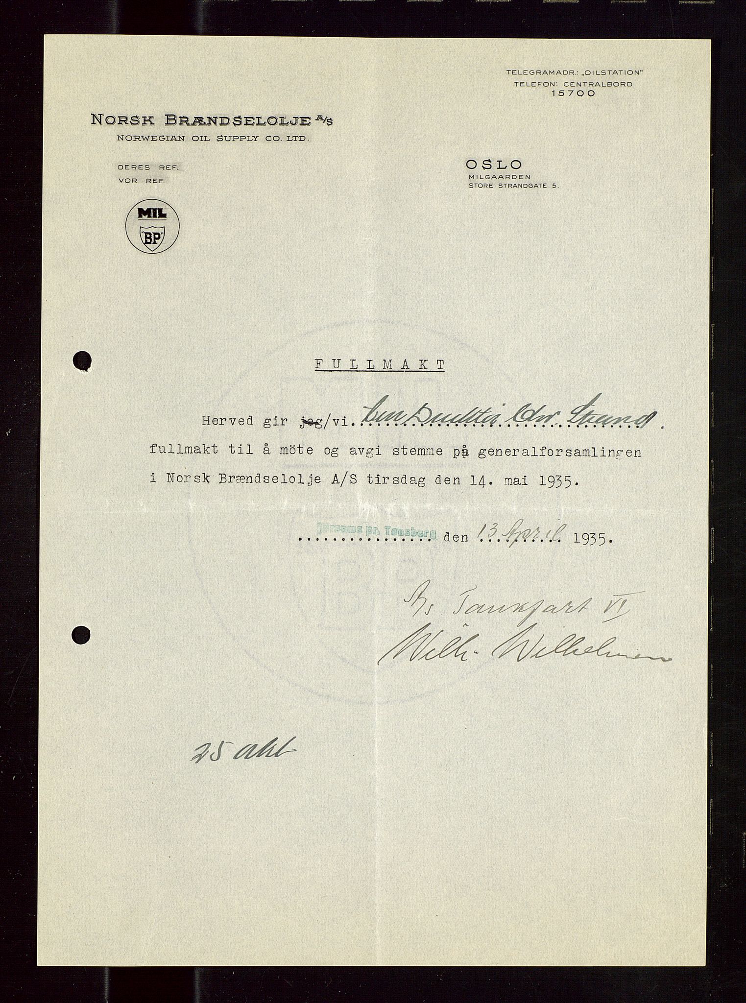 PA 1544 - Norsk Brændselolje A/S, AV/SAST-A-101965/1/A/Aa/L0002/0003: Generalforsamling  / Generalforsamling 1935, 1936, 1935-1936, p. 160