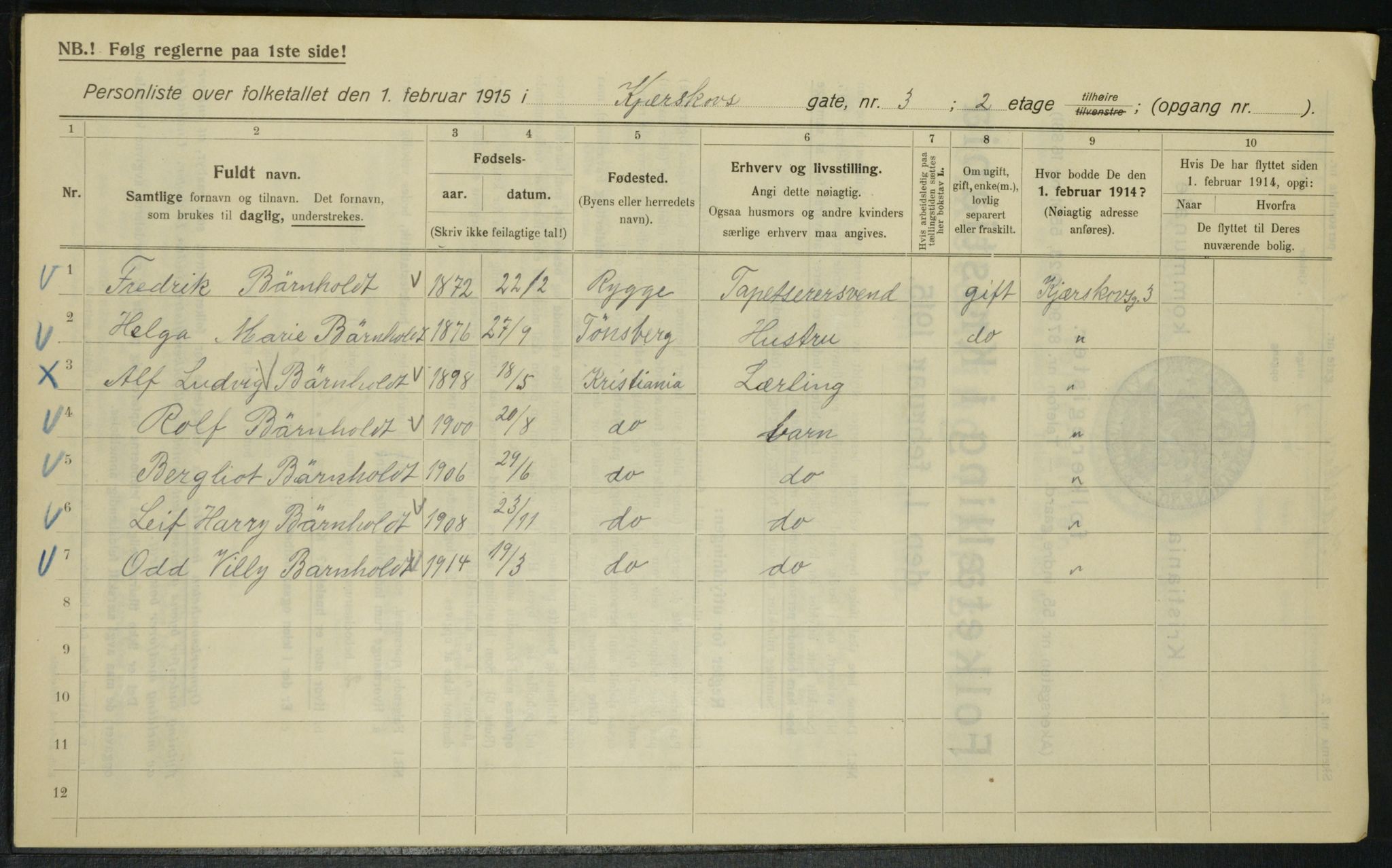 OBA, Municipal Census 1915 for Kristiania, 1915, p. 48954