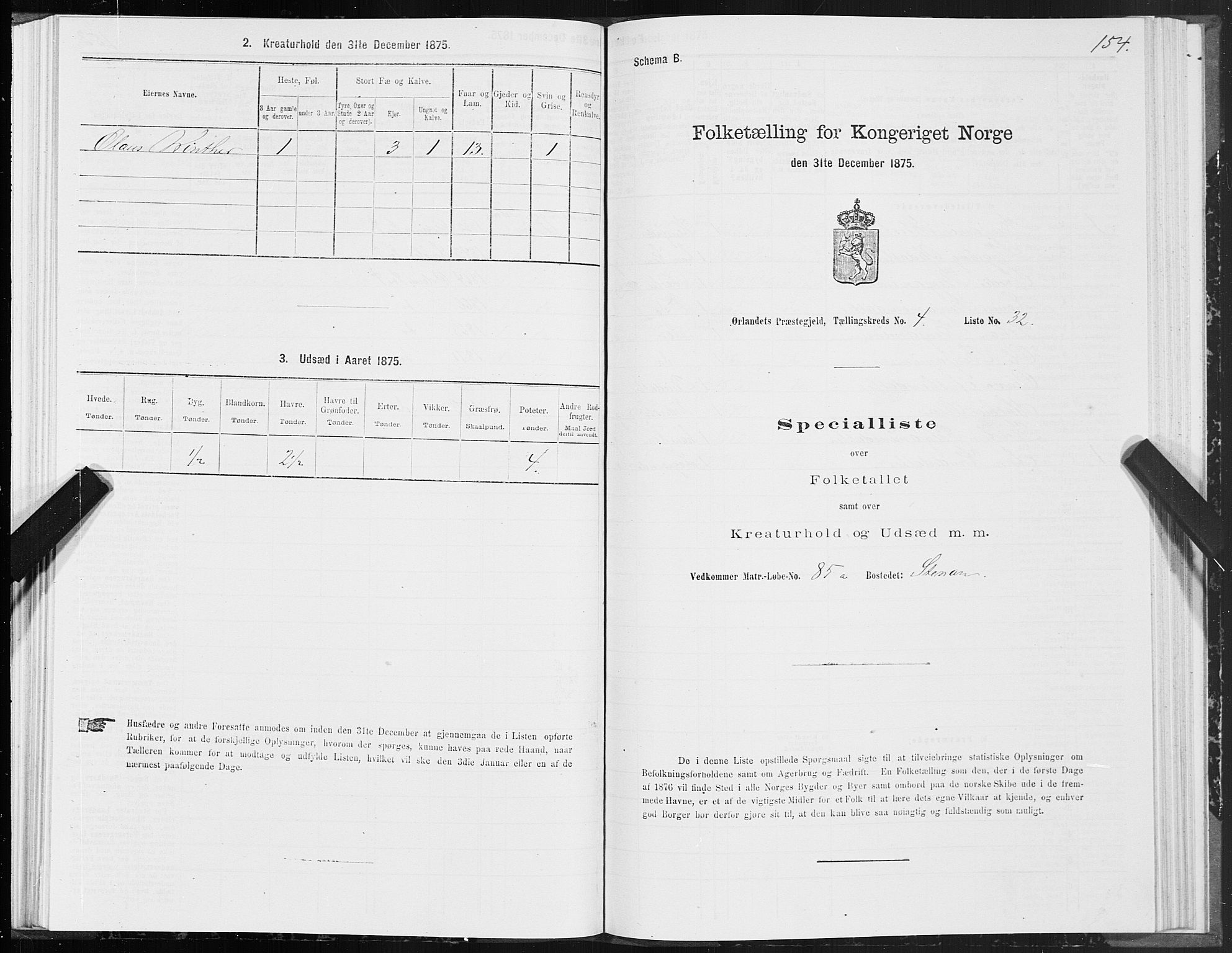 SAT, 1875 census for 1621P Ørland, 1875, p. 2154