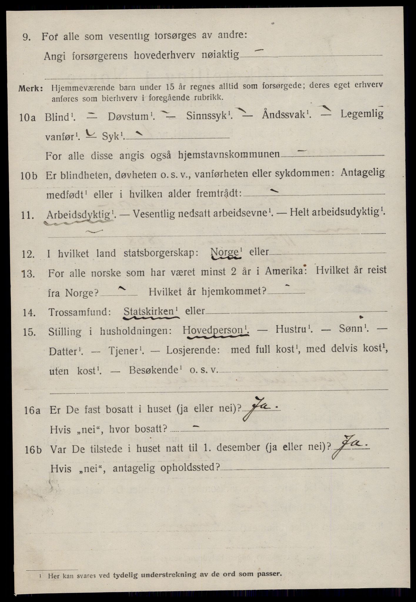 SAT, 1920 census for Kvernes, 1920, p. 284