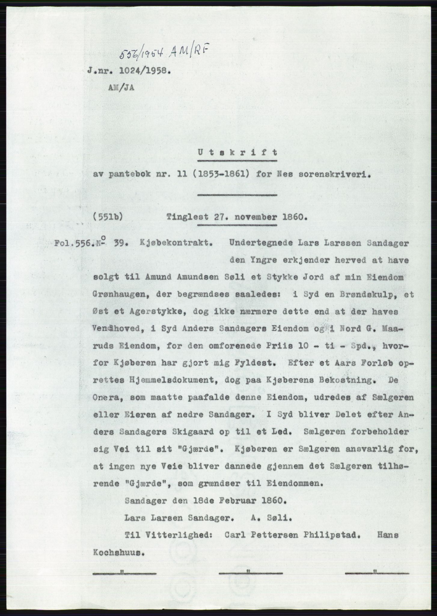 Statsarkivet i Oslo, AV/SAO-A-10621/Z/Zd/L0001: Avskrifter, j.nr 34/1953 og 385-1291/1954, 1953-1954, p. 58