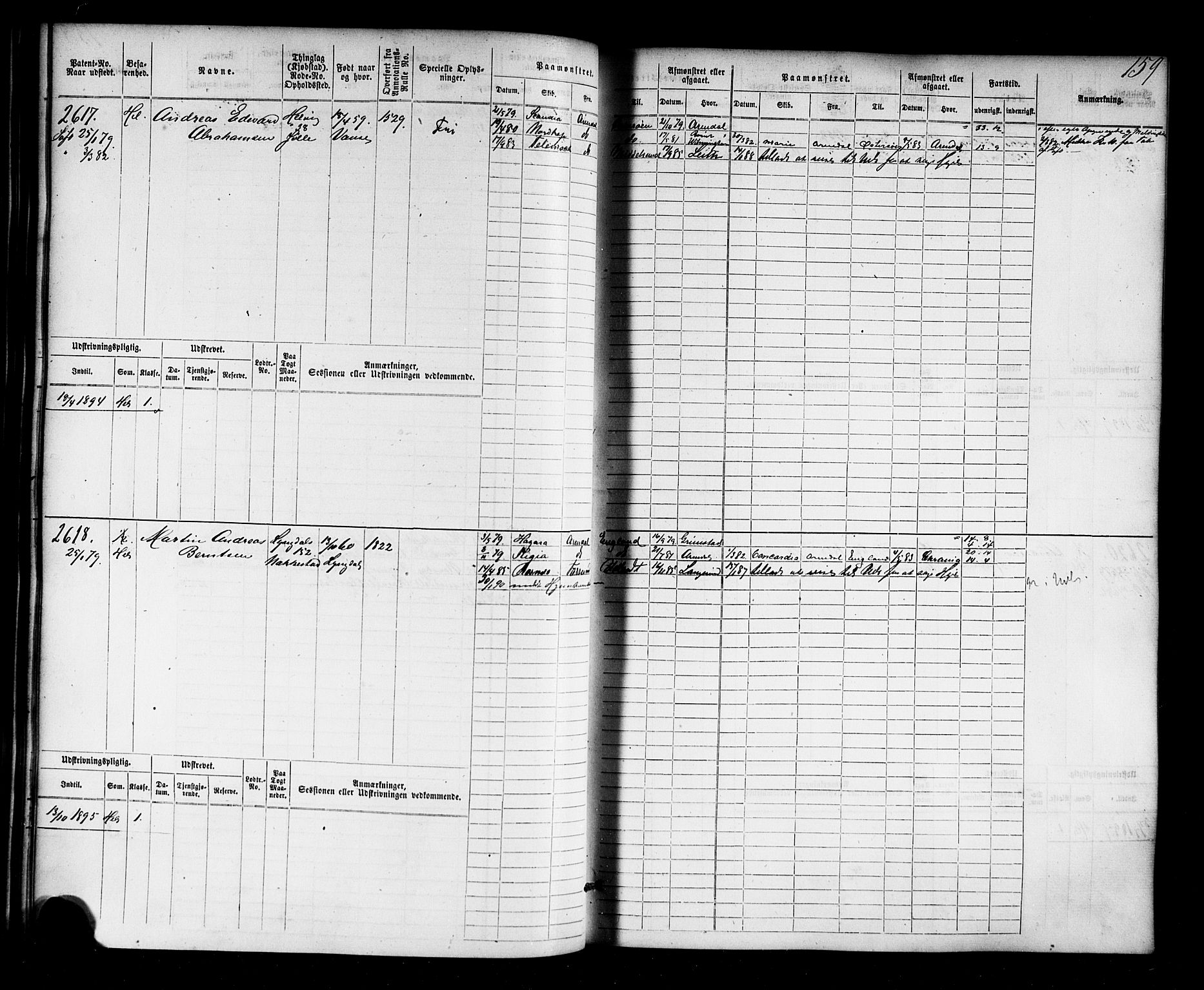 Farsund mønstringskrets, AV/SAK-2031-0017/F/Fb/L0018: Hovedrulle nr 2301-3066, Z-10, 1875-1914, p. 161