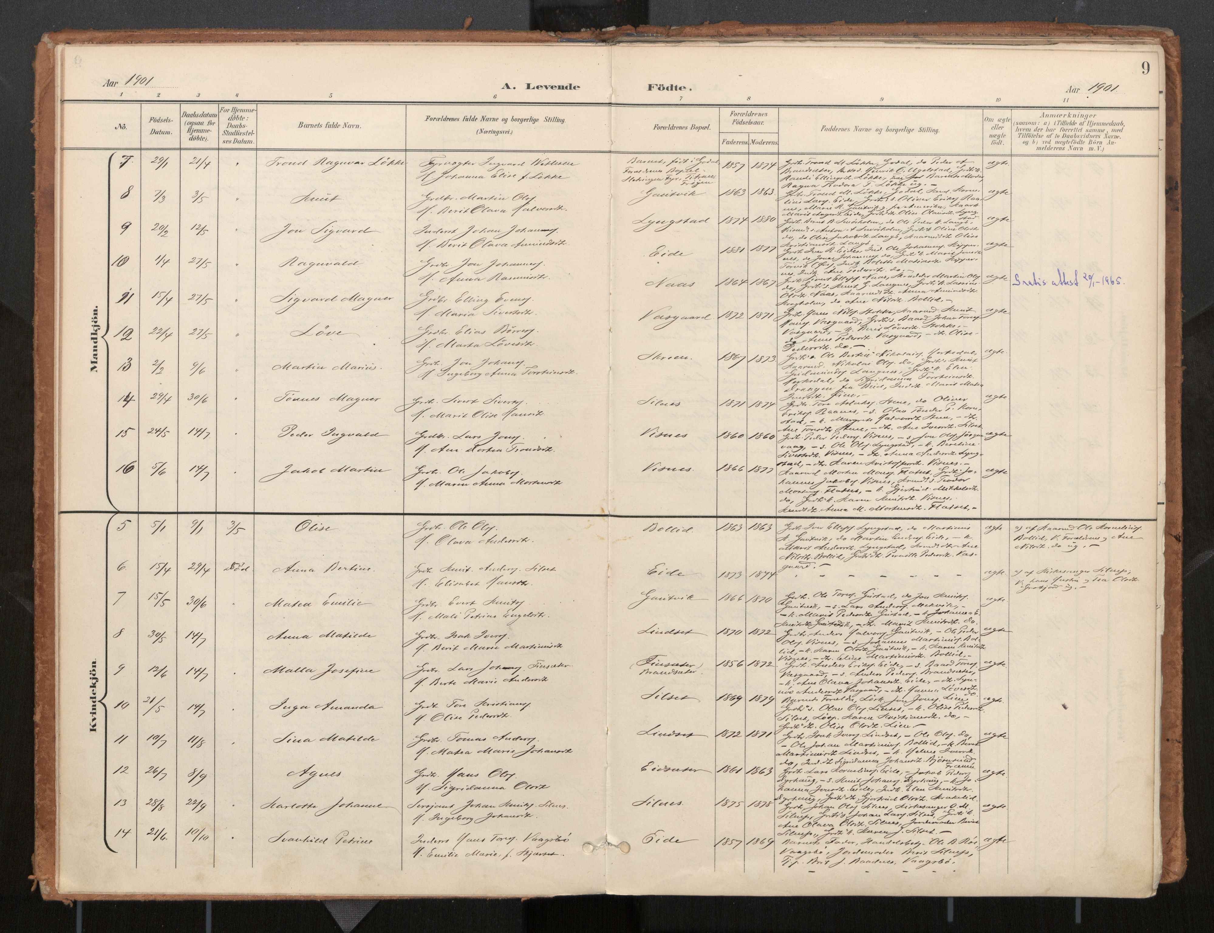 Ministerialprotokoller, klokkerbøker og fødselsregistre - Møre og Romsdal, SAT/A-1454/571/L0836a: Parish register (official) no. 571A02, 1898-1910, p. 9